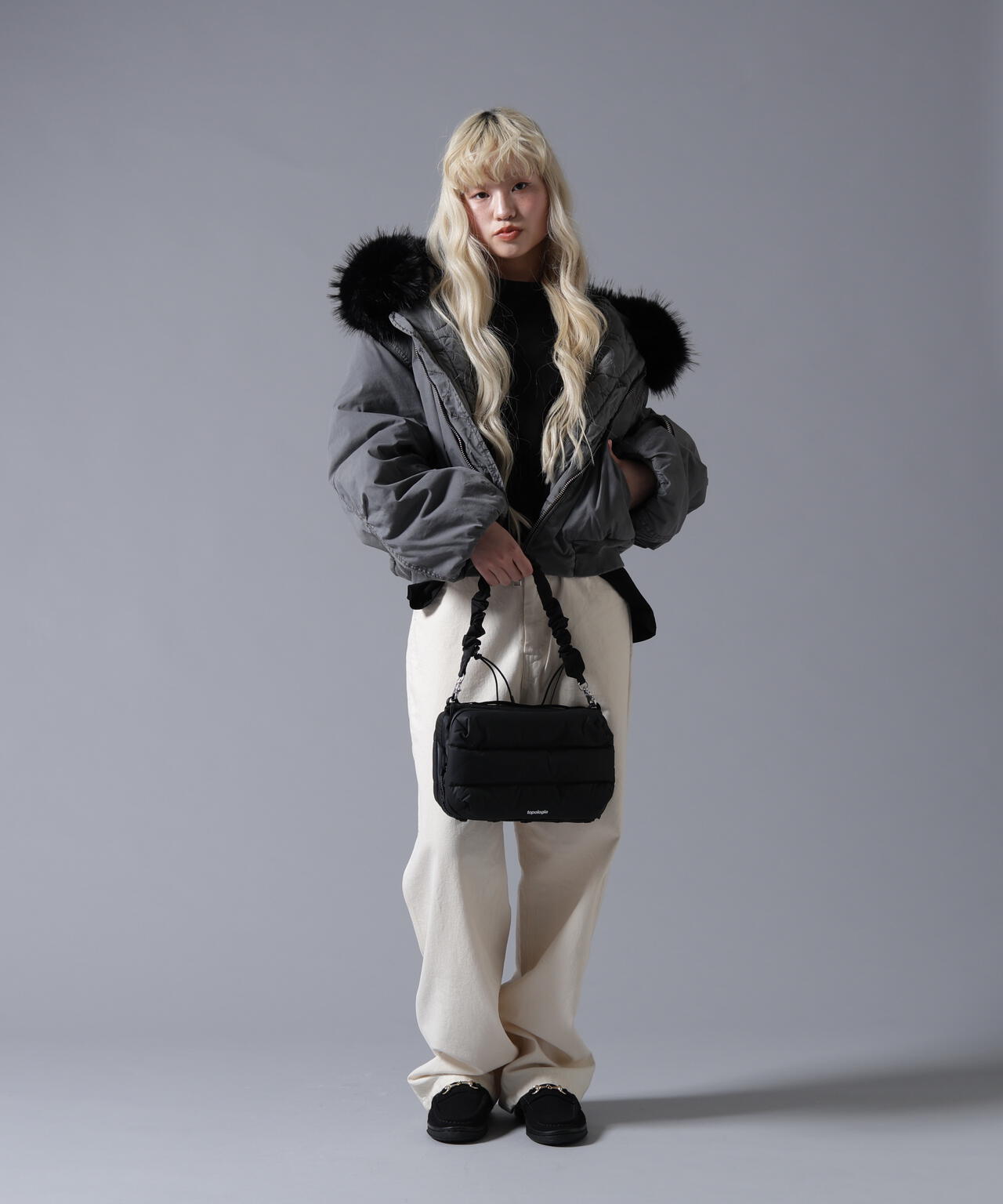 B omnivore/ビーオムニボー　COTTON NYLON FUR BLOUSON