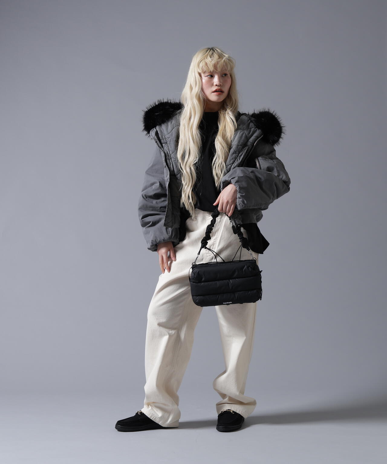 B omnivore/ビーオムニボー　COTTON NYLON FUR BLOUSON