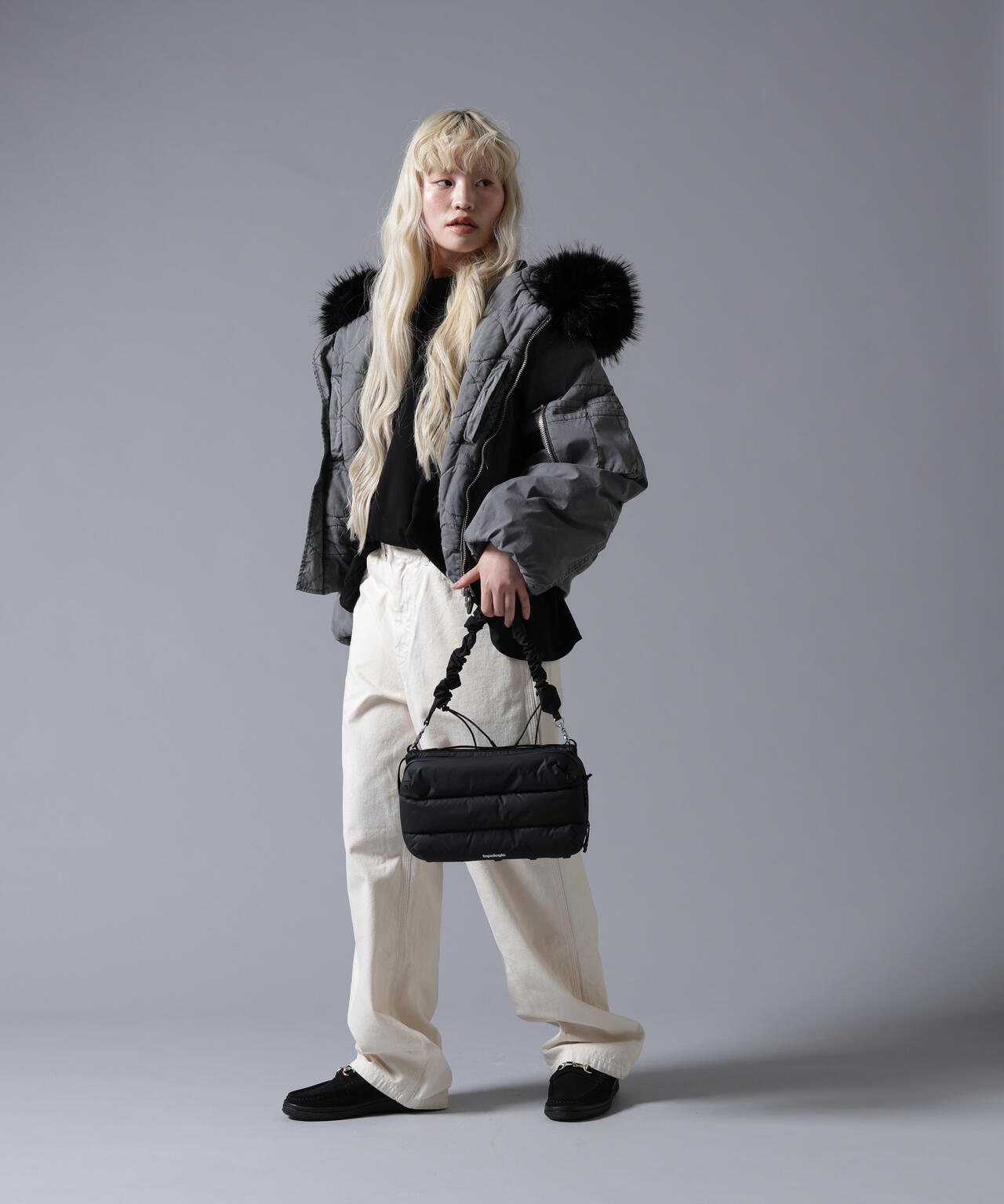 B omnivore/ビーオムニボー　COTTON NYLON FUR BLOUSON