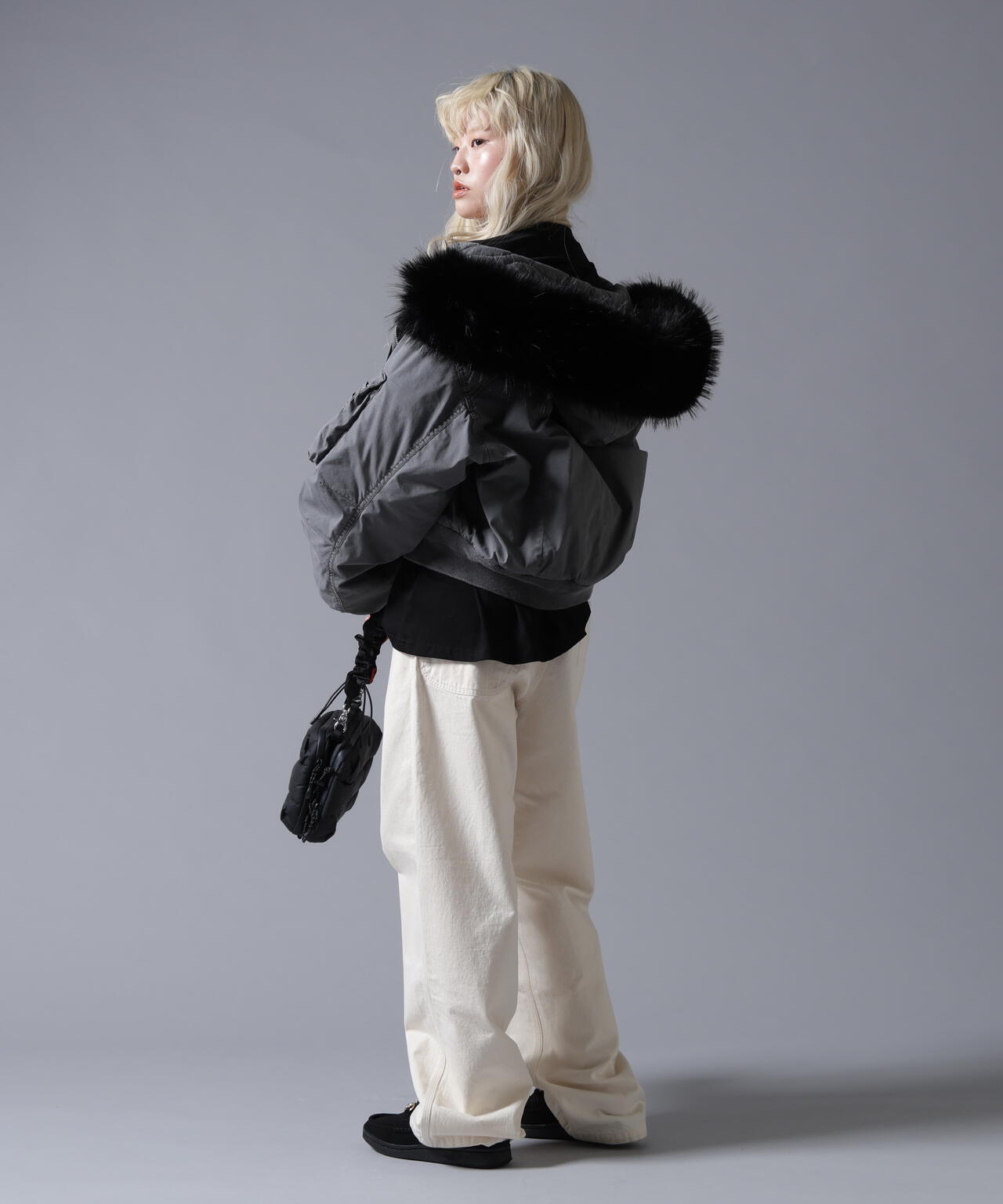 B omnivore/ビーオムニボー　COTTON NYLON FUR BLOUSON