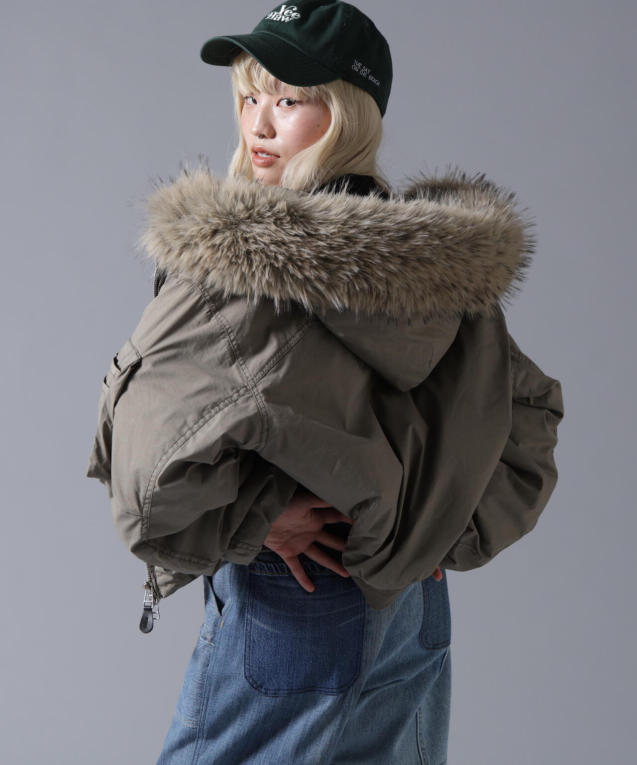 B omnivore/ビーオムニボー　COTTON NYLON FUR BLOUSON