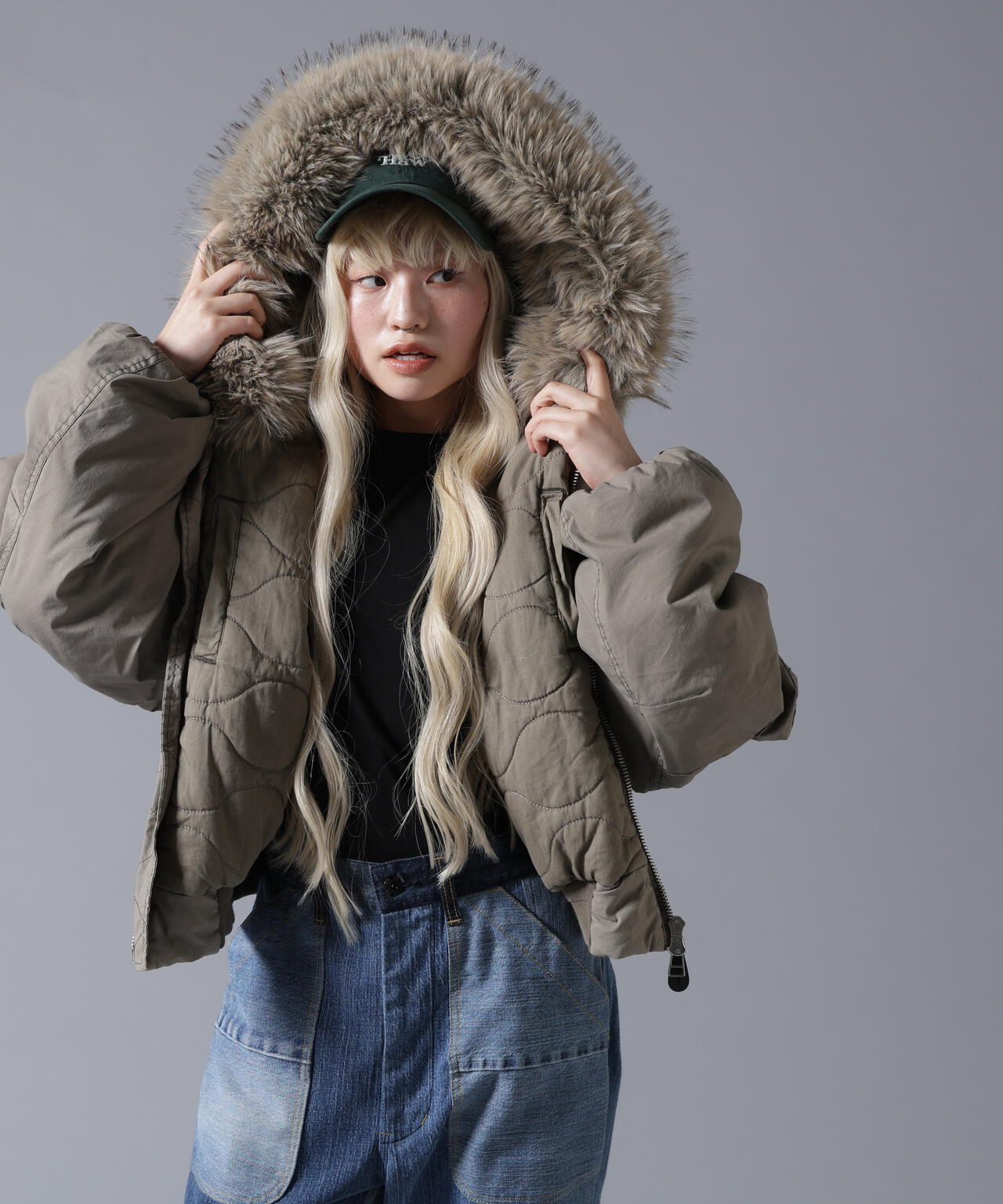B omnivore/ビーオムニボー　COTTON NYLON FUR BLOUSON