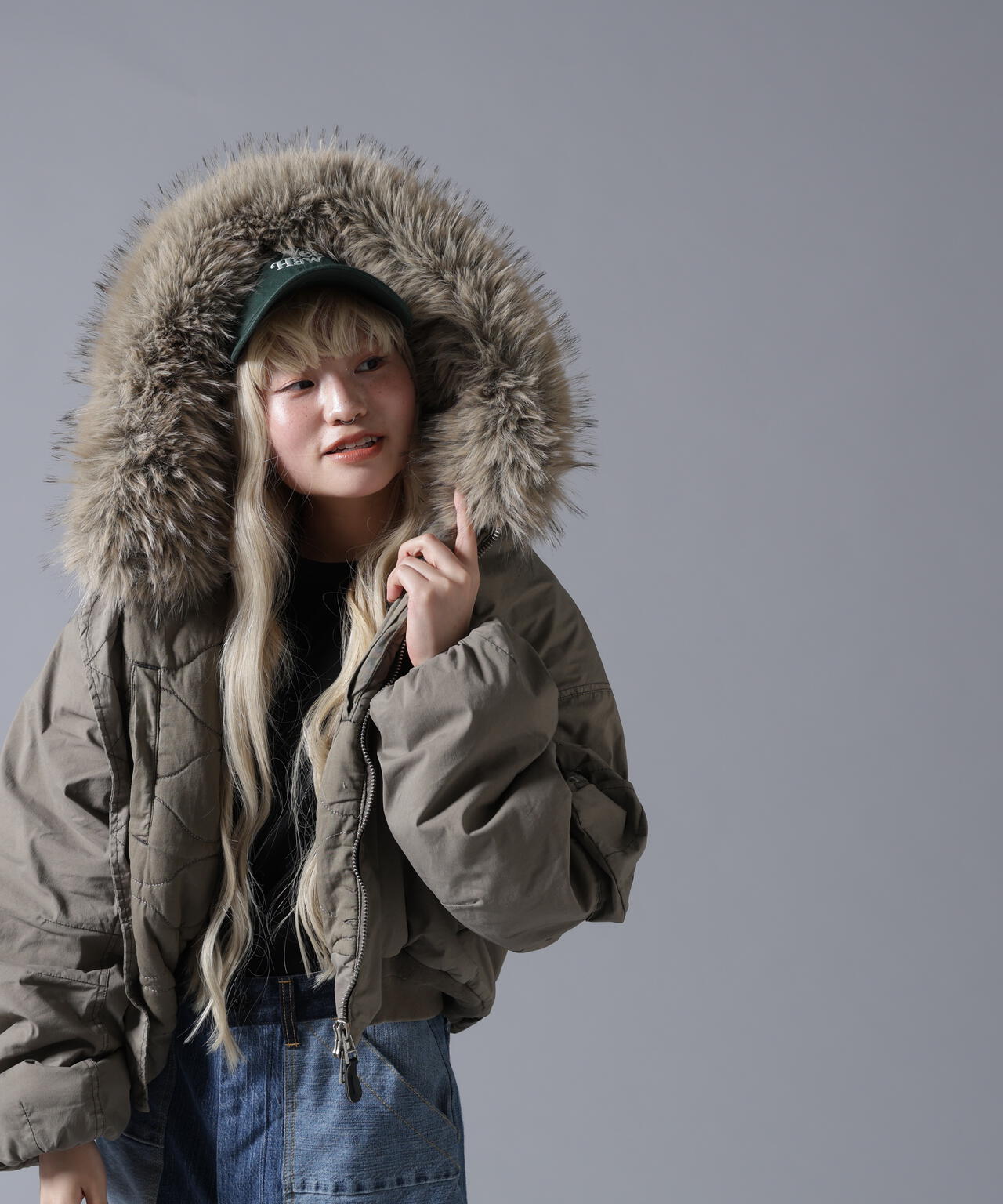 B omnivore/ビーオムニボー　COTTON NYLON FUR BLOUSON