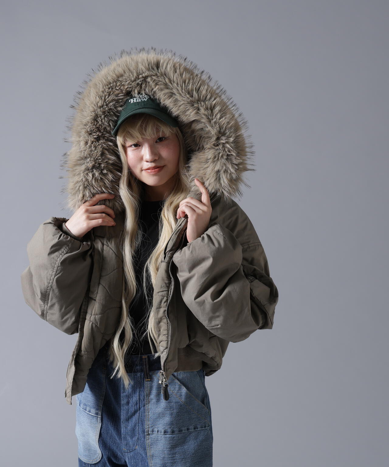 B omnivore/ビーオムニボー　COTTON NYLON FUR BLOUSON