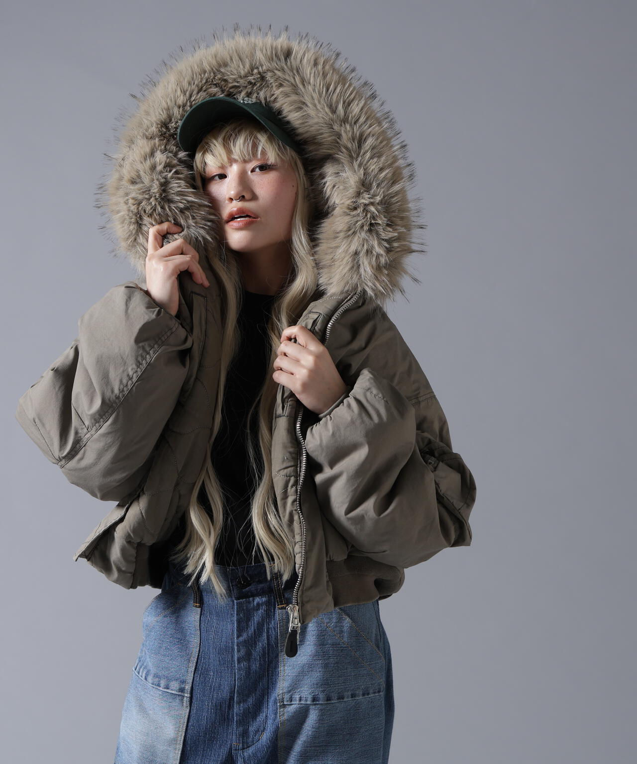 B omnivore/ビーオムニボー　COTTON NYLON FUR BLOUSON
