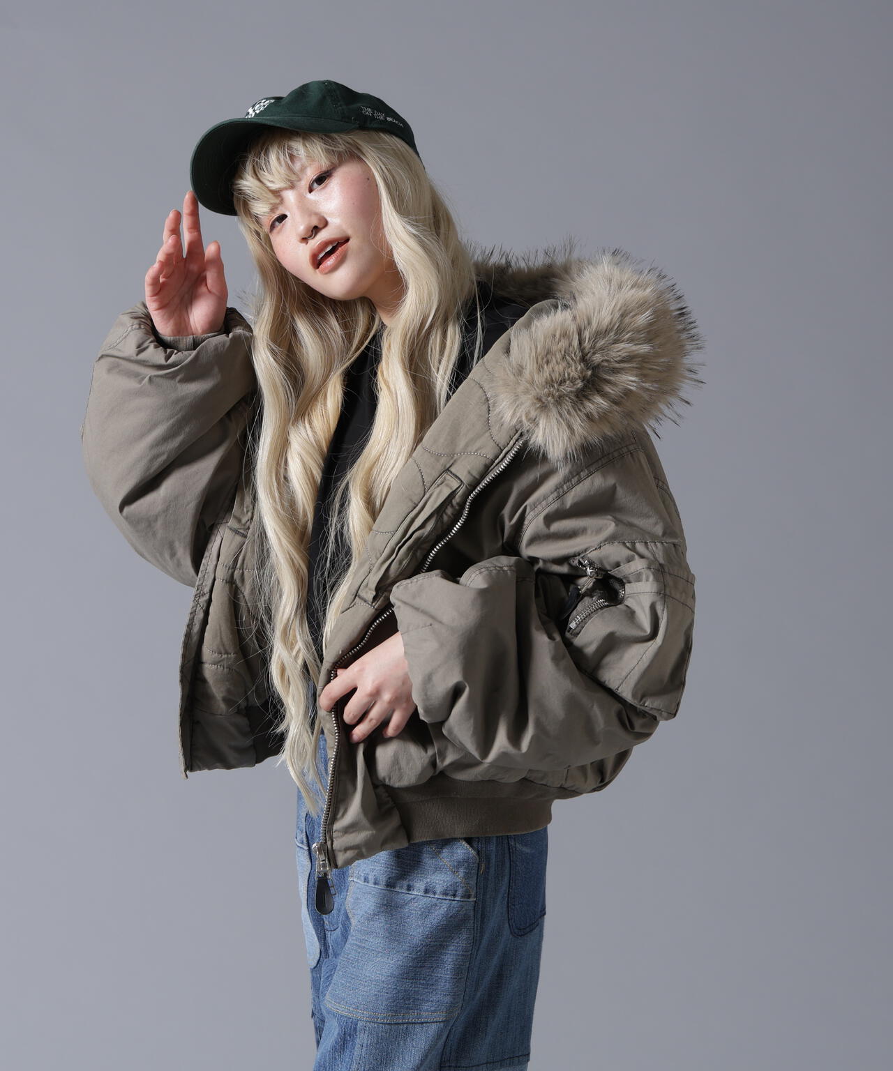 B omnivore/ビーオムニボー　COTTON NYLON FUR BLOUSON