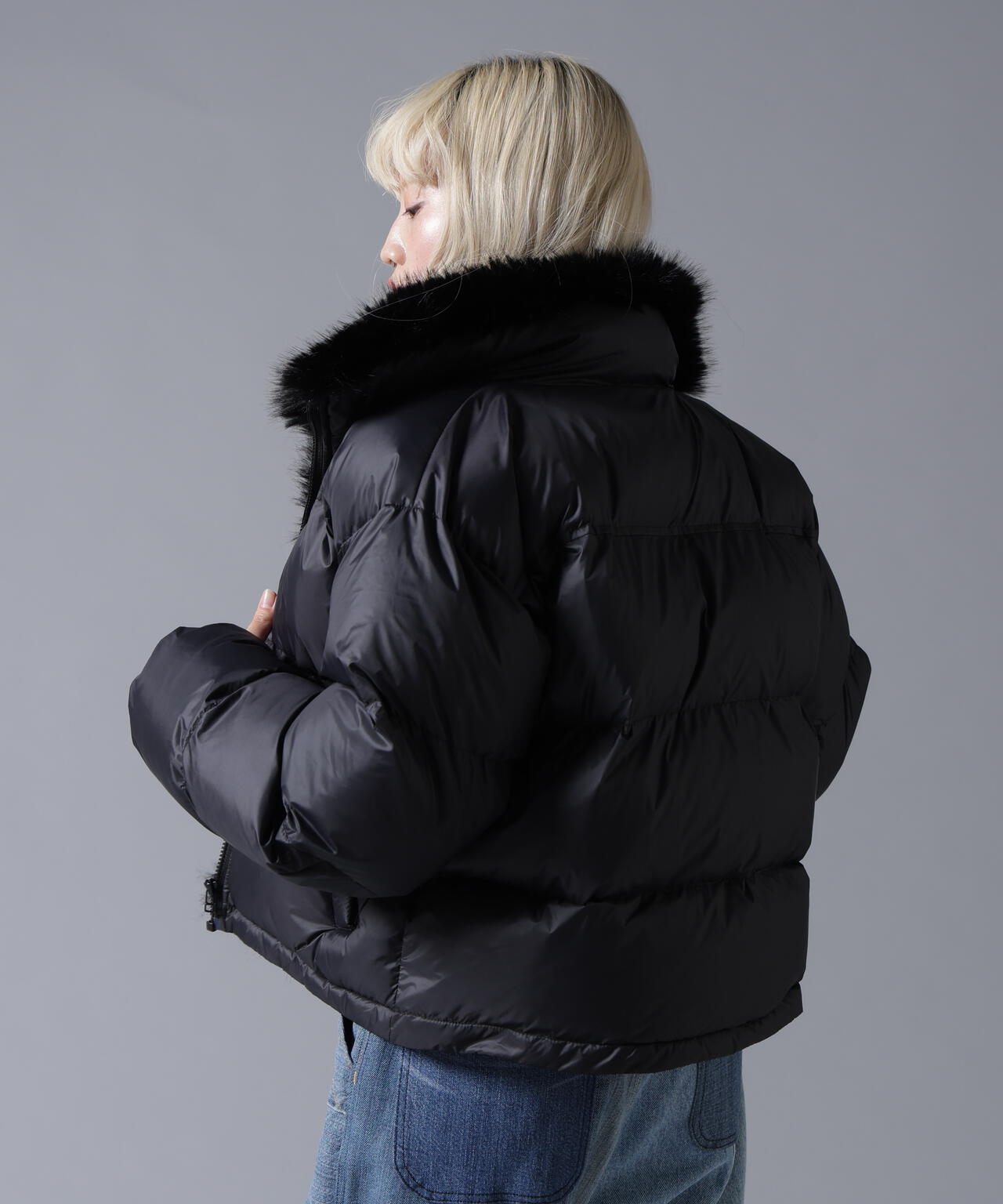 B omnivore/ビーオムニボー　NYLON FUR STAND BLOUSON