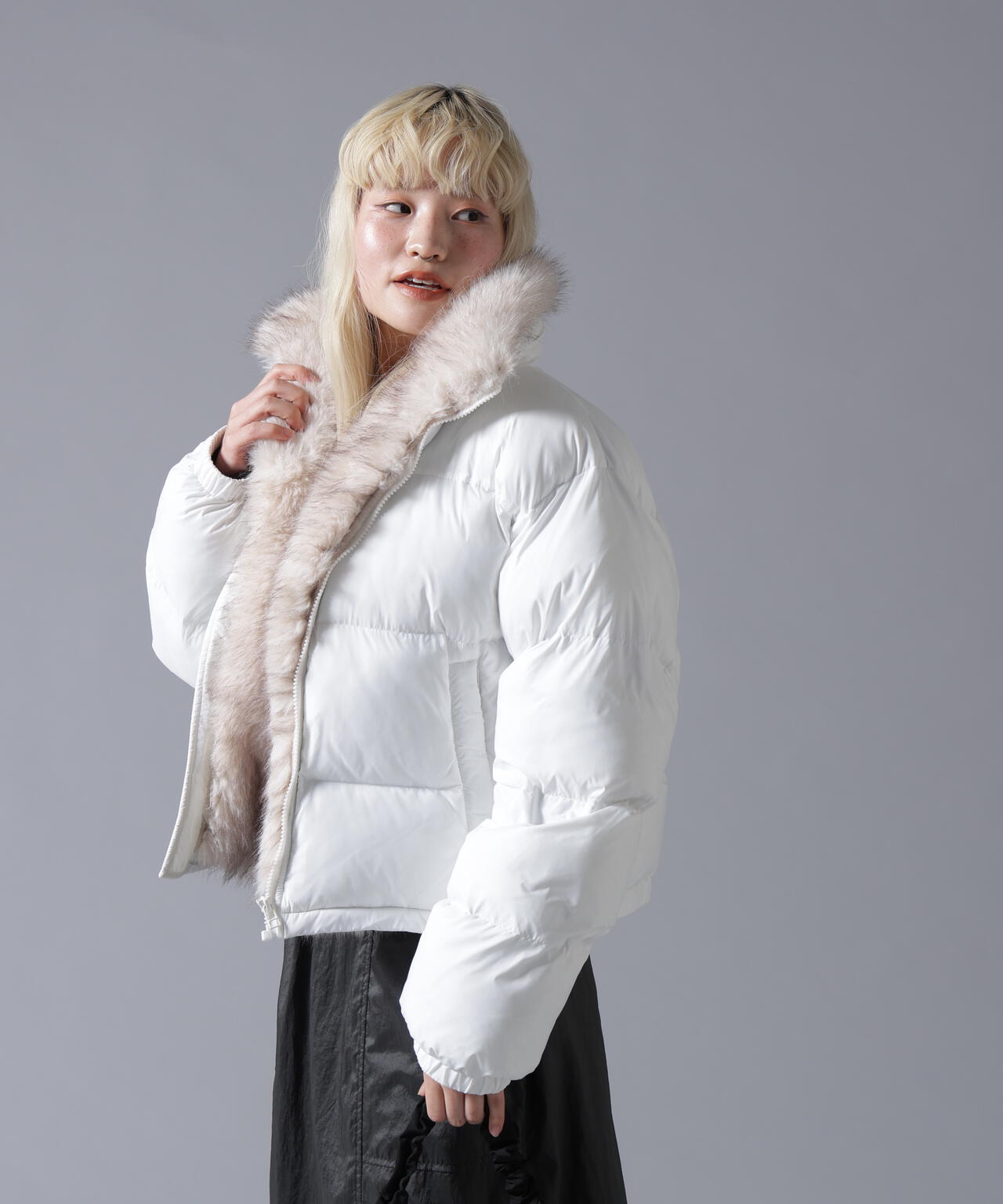 B omnivore/ビーオムニボー　NYLON FUR STAND BLOUSON