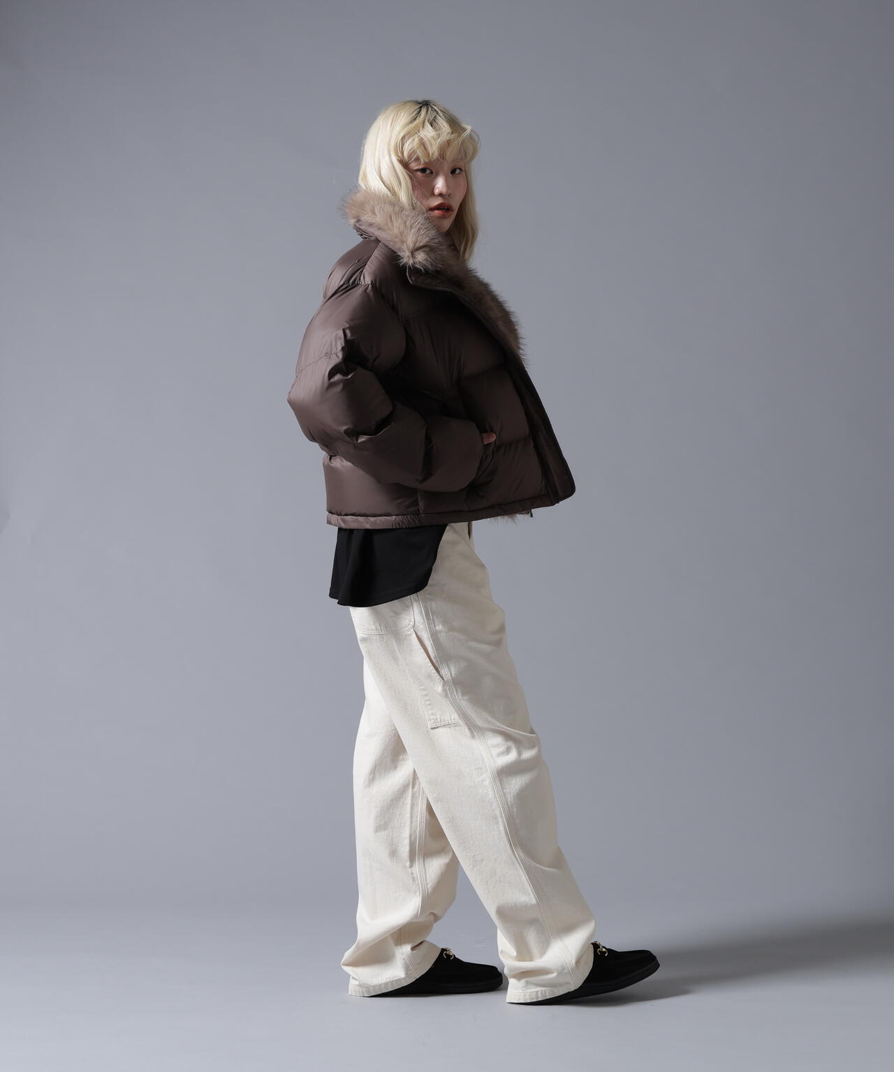 B omnivore/ビーオムニボー　NYLON FUR STAND BLOUSON