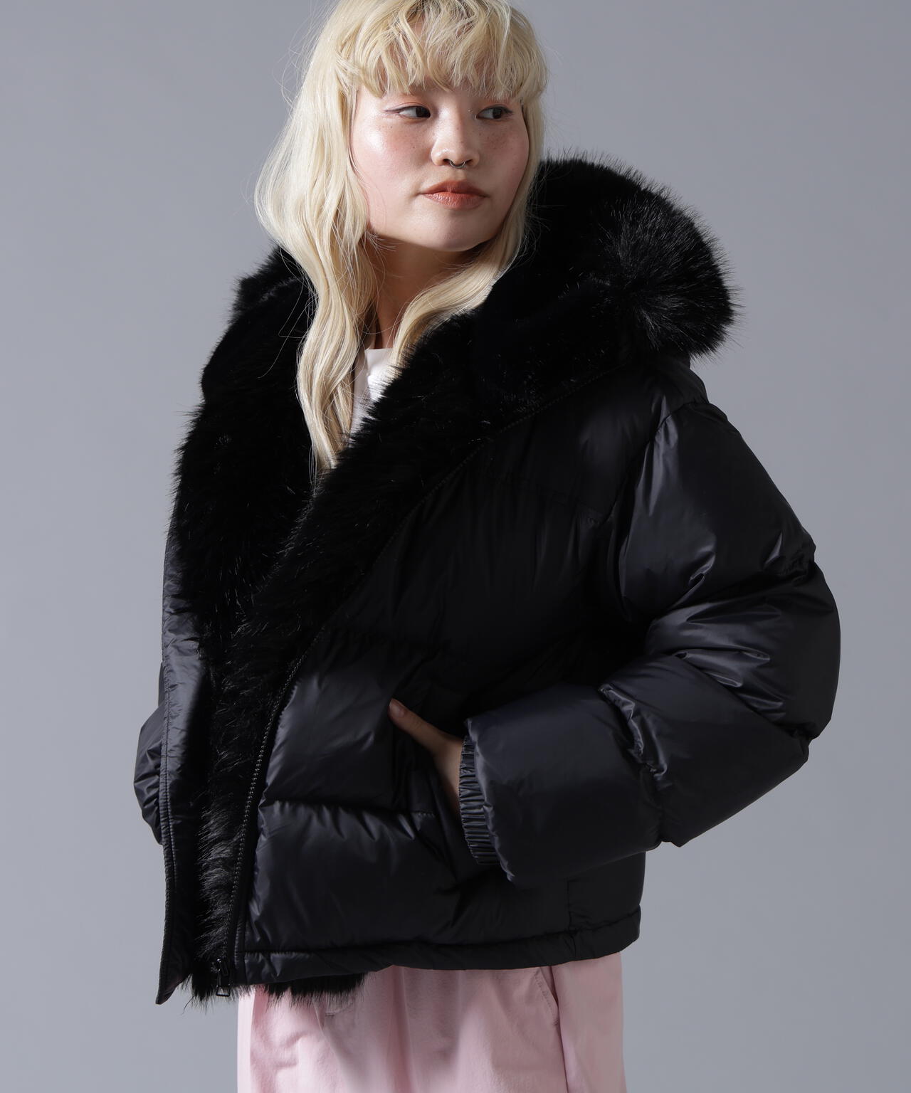 B omnivore/ビーオムニボー NYLON FUR HOOD BLOUSON