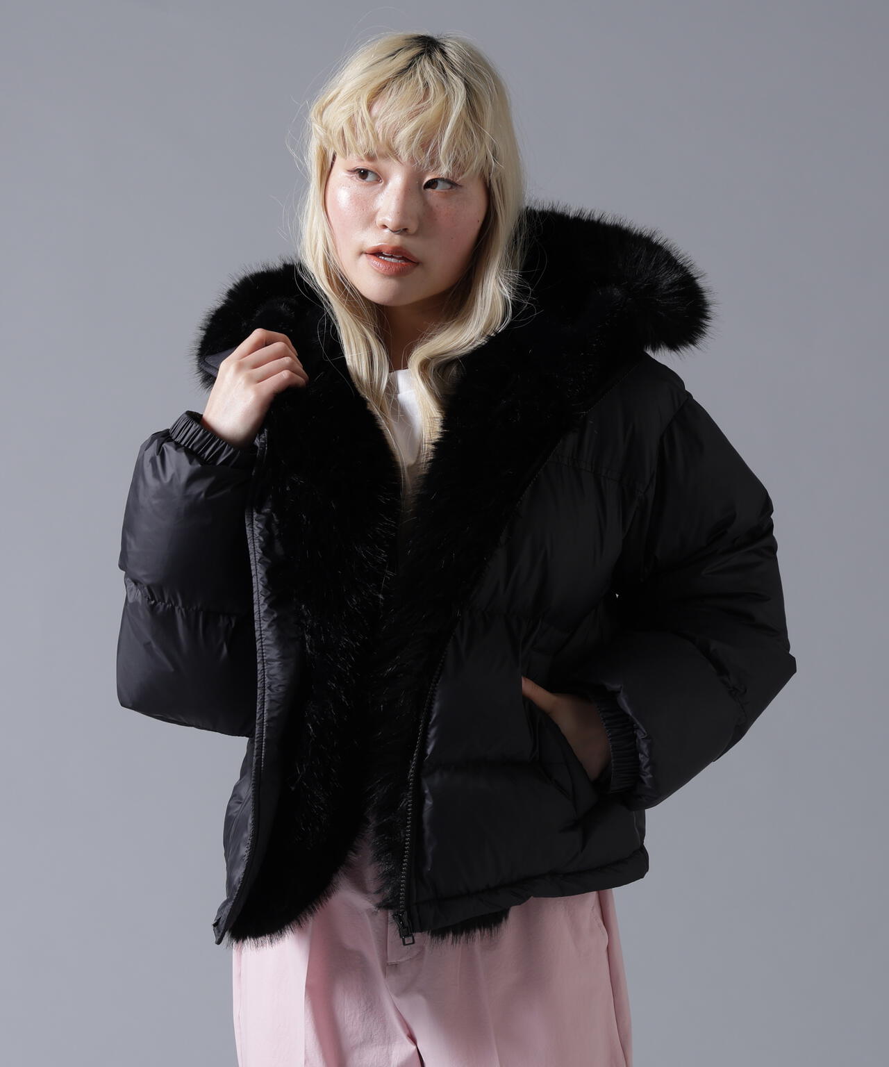 B omnivore/ビーオムニボー NYLON FUR HOOD BLOUSON