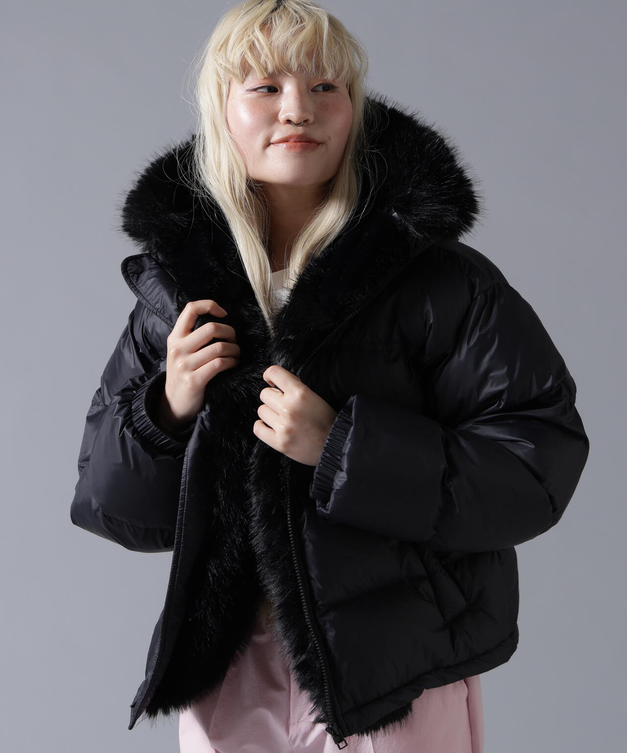 B omnivore/ビーオムニボー NYLON FUR HOOD BLOUSON