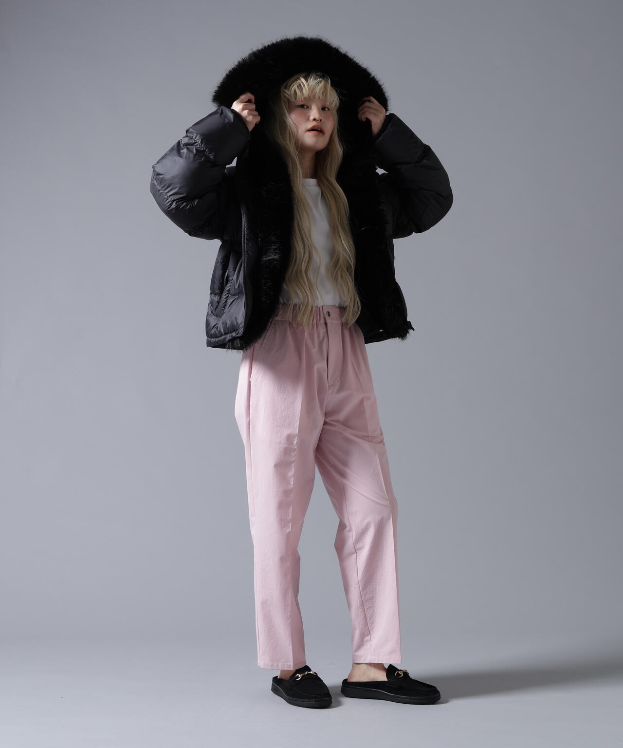 B omnivore/ビーオムニボー NYLON FUR HOOD BLOUSON