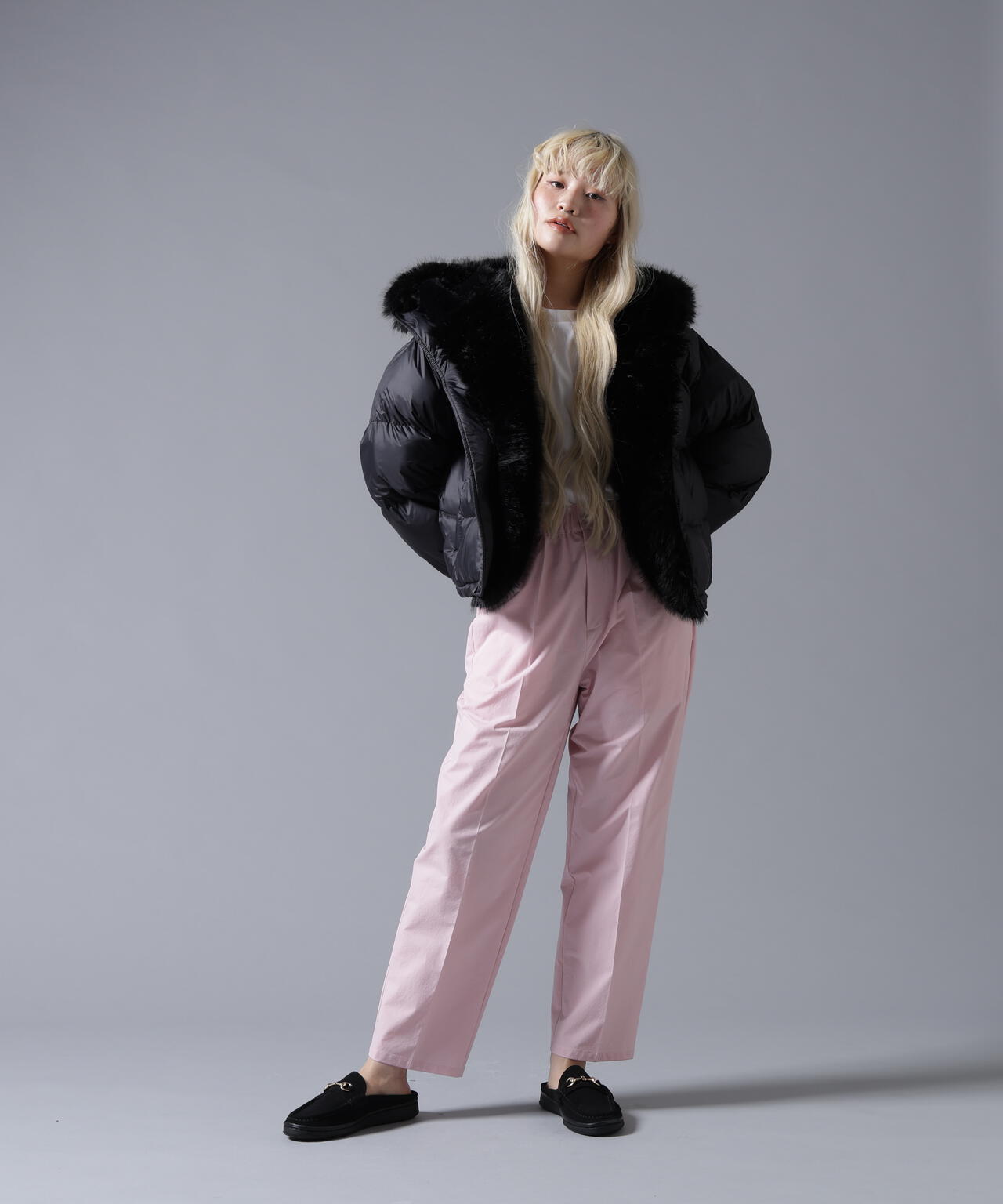 B omnivore/ビーオムニボー NYLON FUR HOOD BLOUSON