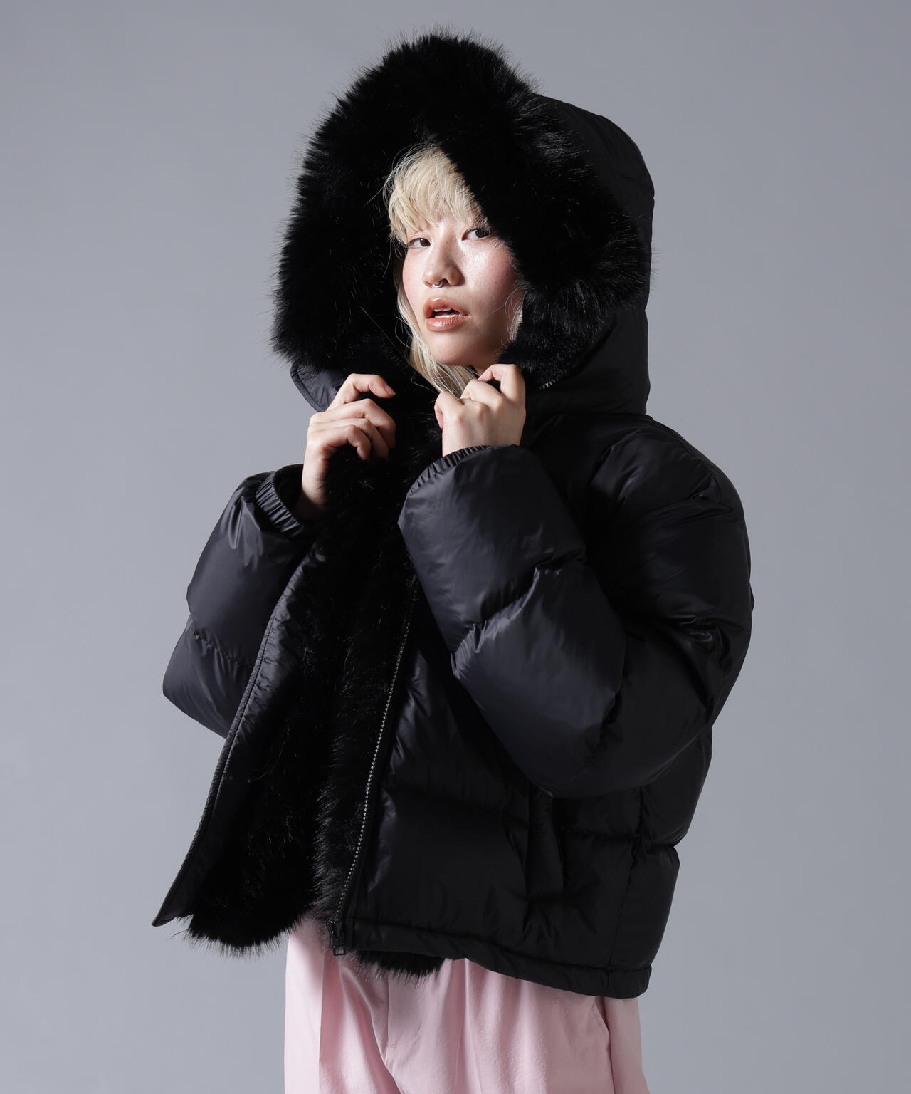B omnivore/ビーオムニボー NYLON FUR HOOD BLOUSON