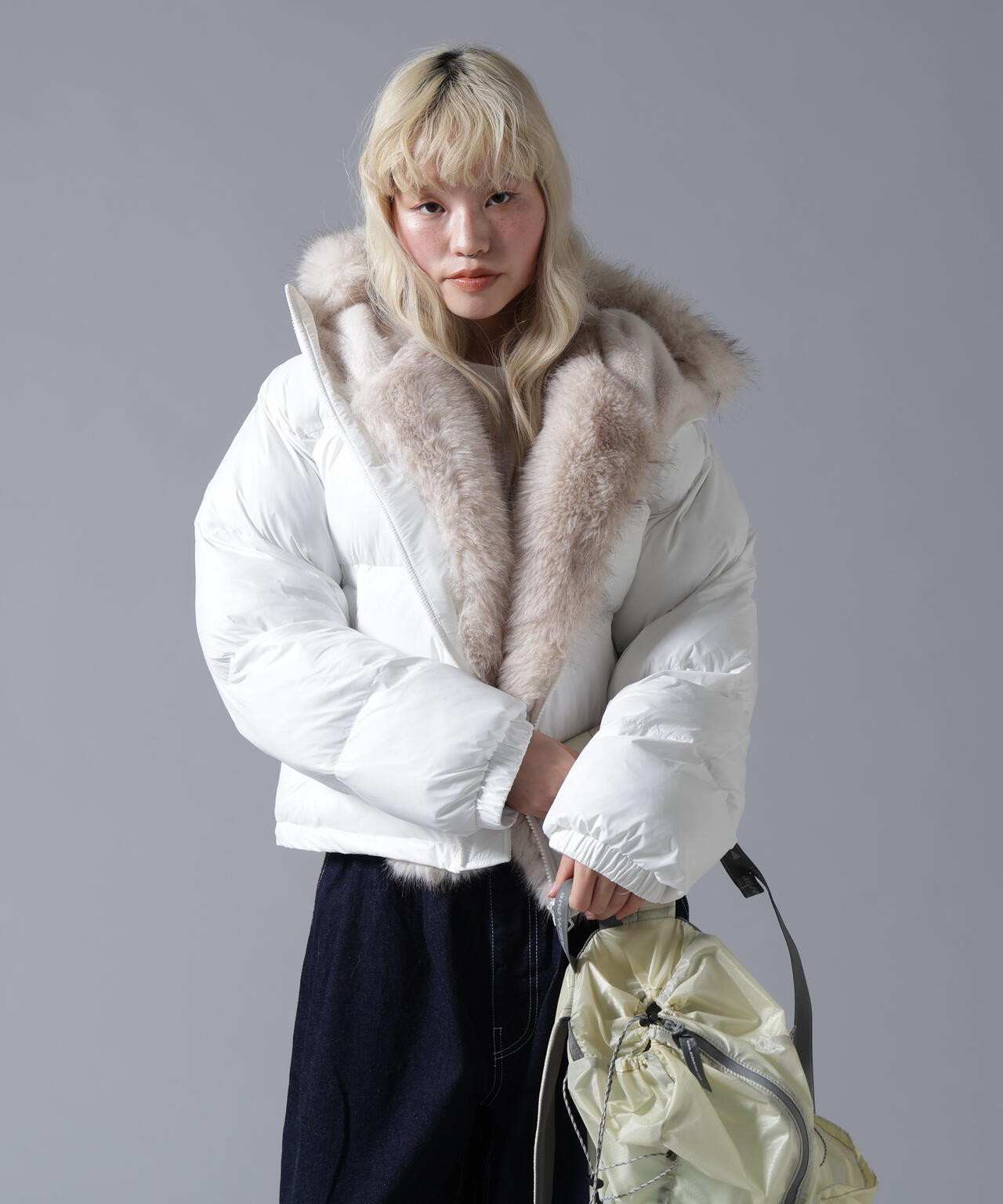B omnivore/ビーオムニボー NYLON FUR HOOD BLOUSON