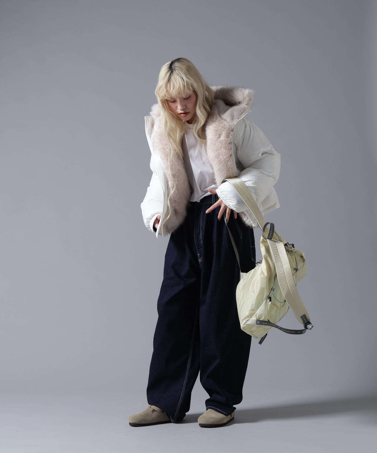 B omnivore/ビーオムニボー NYLON FUR HOOD BLOUSON