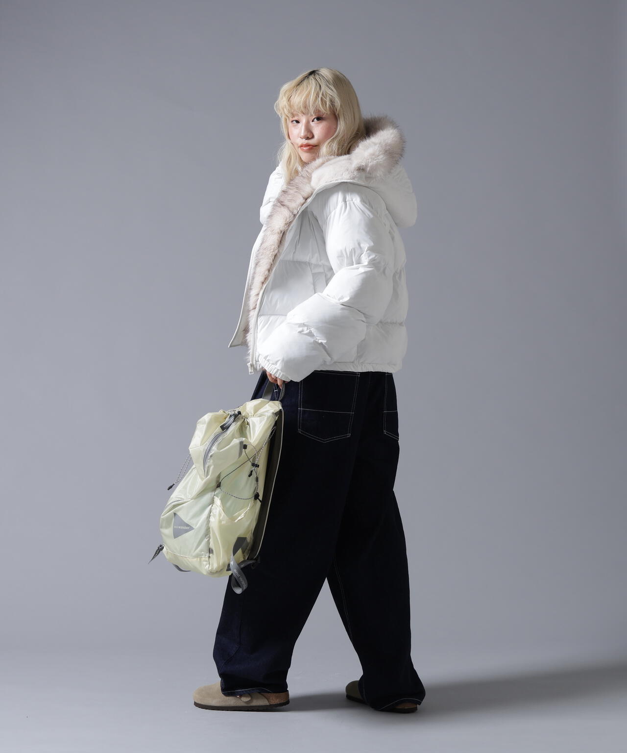 B omnivore/ビーオムニボー NYLON FUR HOOD BLOUSON