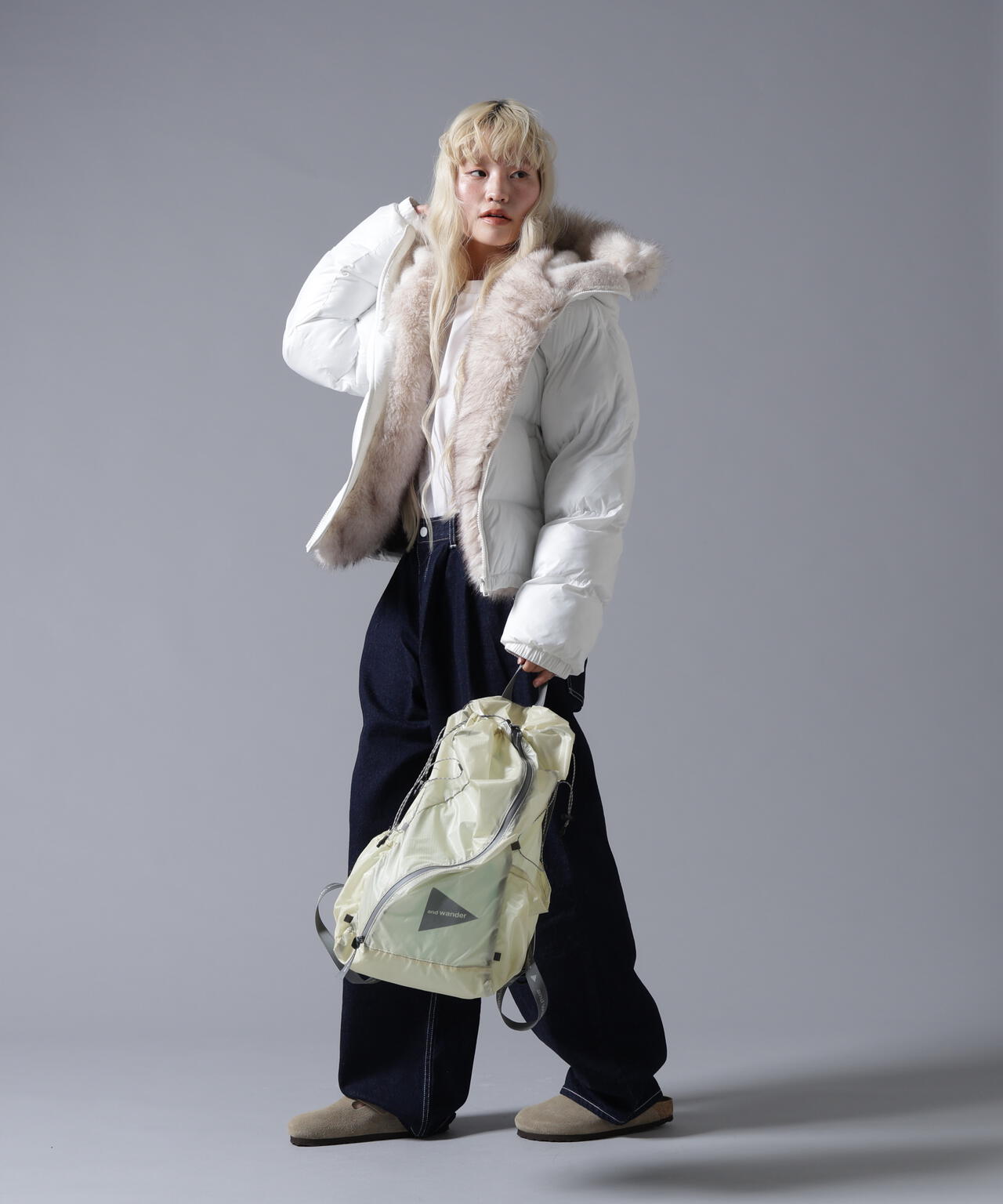 B omnivore/ビーオムニボー NYLON FUR HOOD BLOUSON