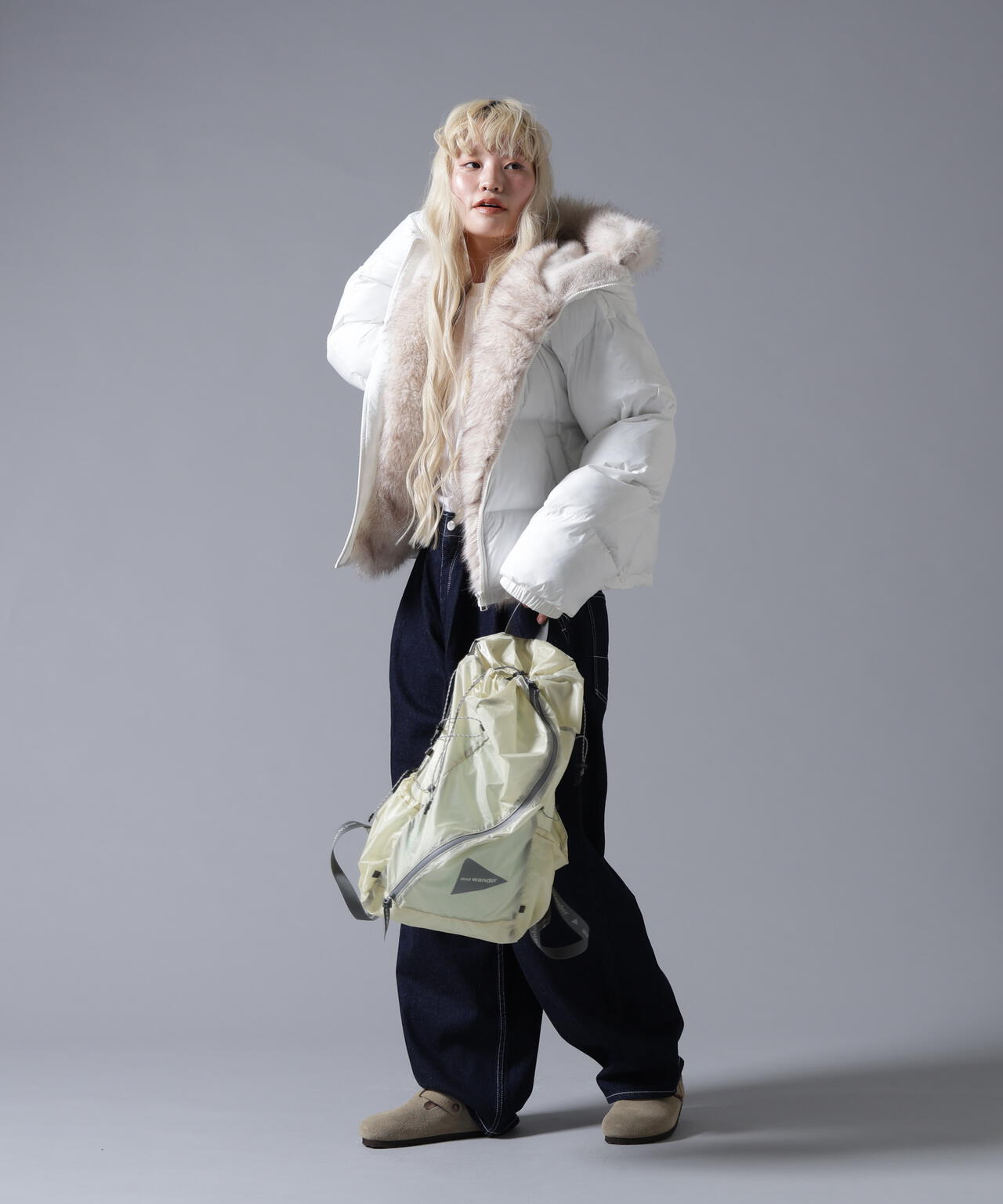 B omnivore/ビーオムニボー NYLON FUR HOOD BLOUSON
