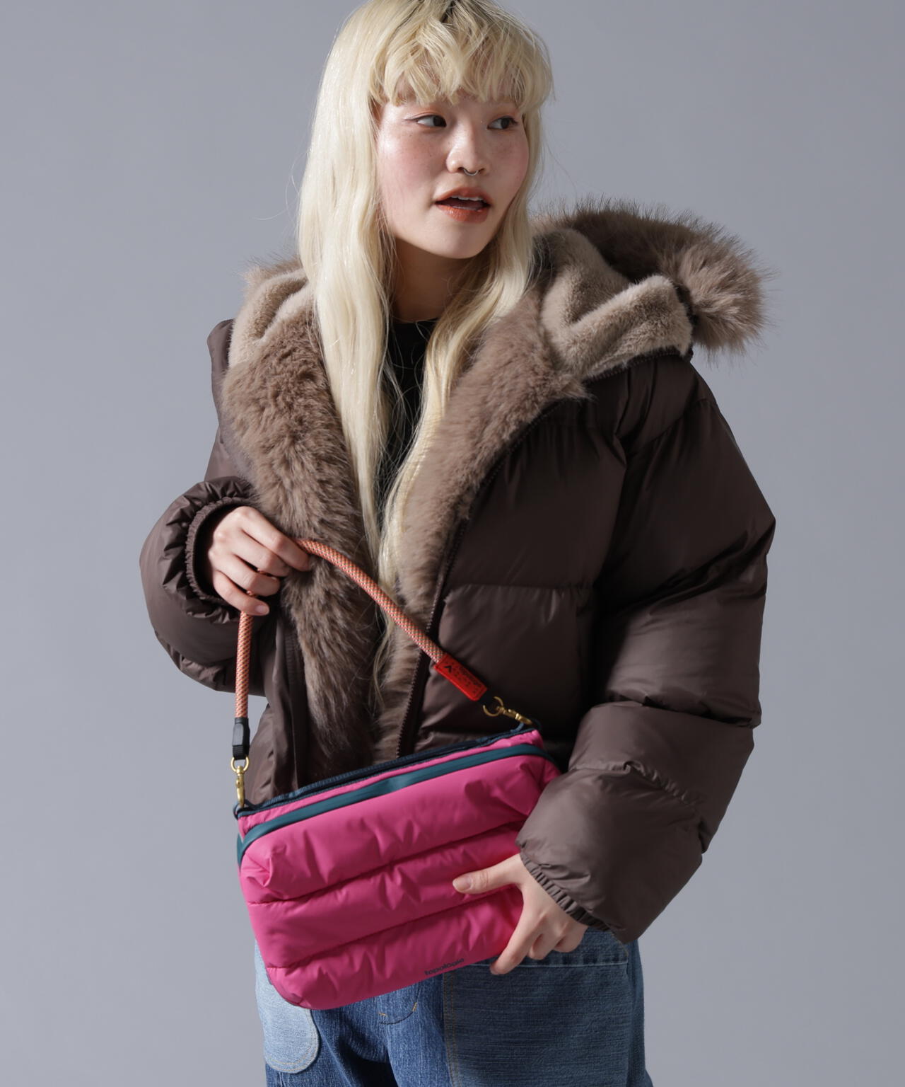 B omnivore/ビーオムニボー NYLON FUR HOOD BLOUSON