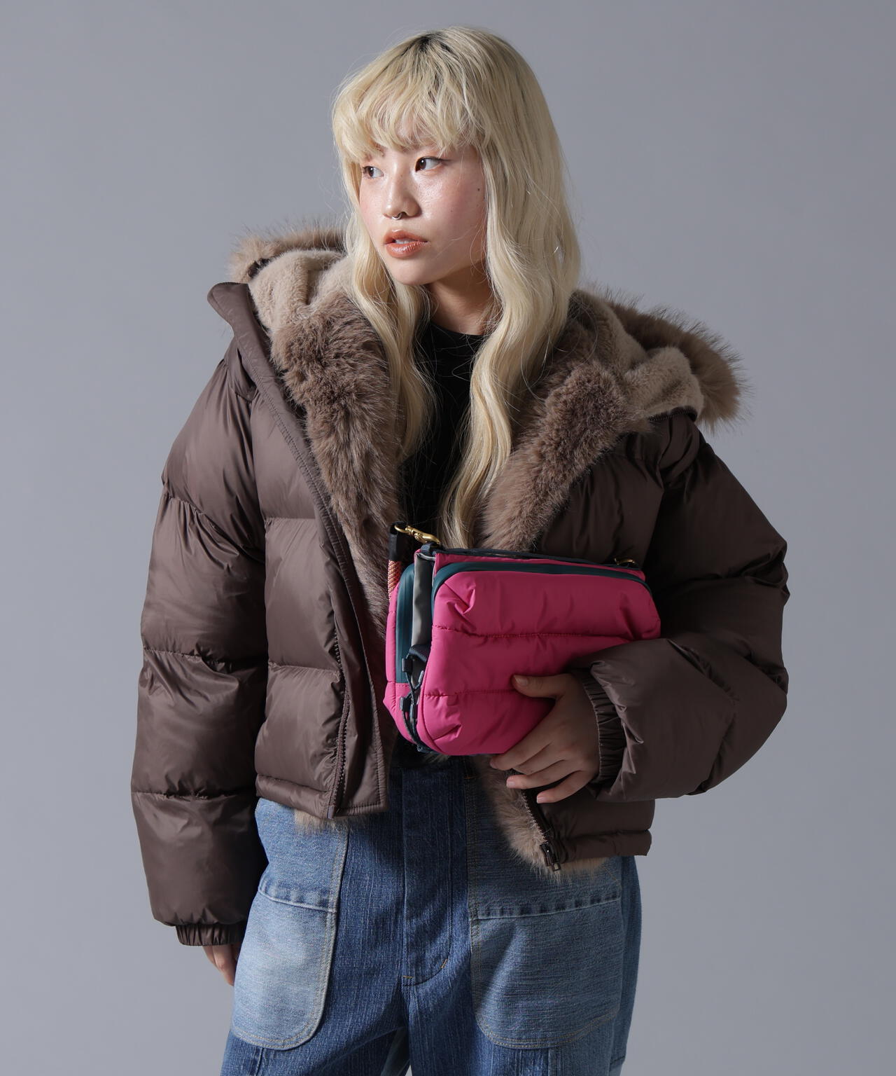 B omnivore/ビーオムニボー NYLON FUR HOOD BLOUSON