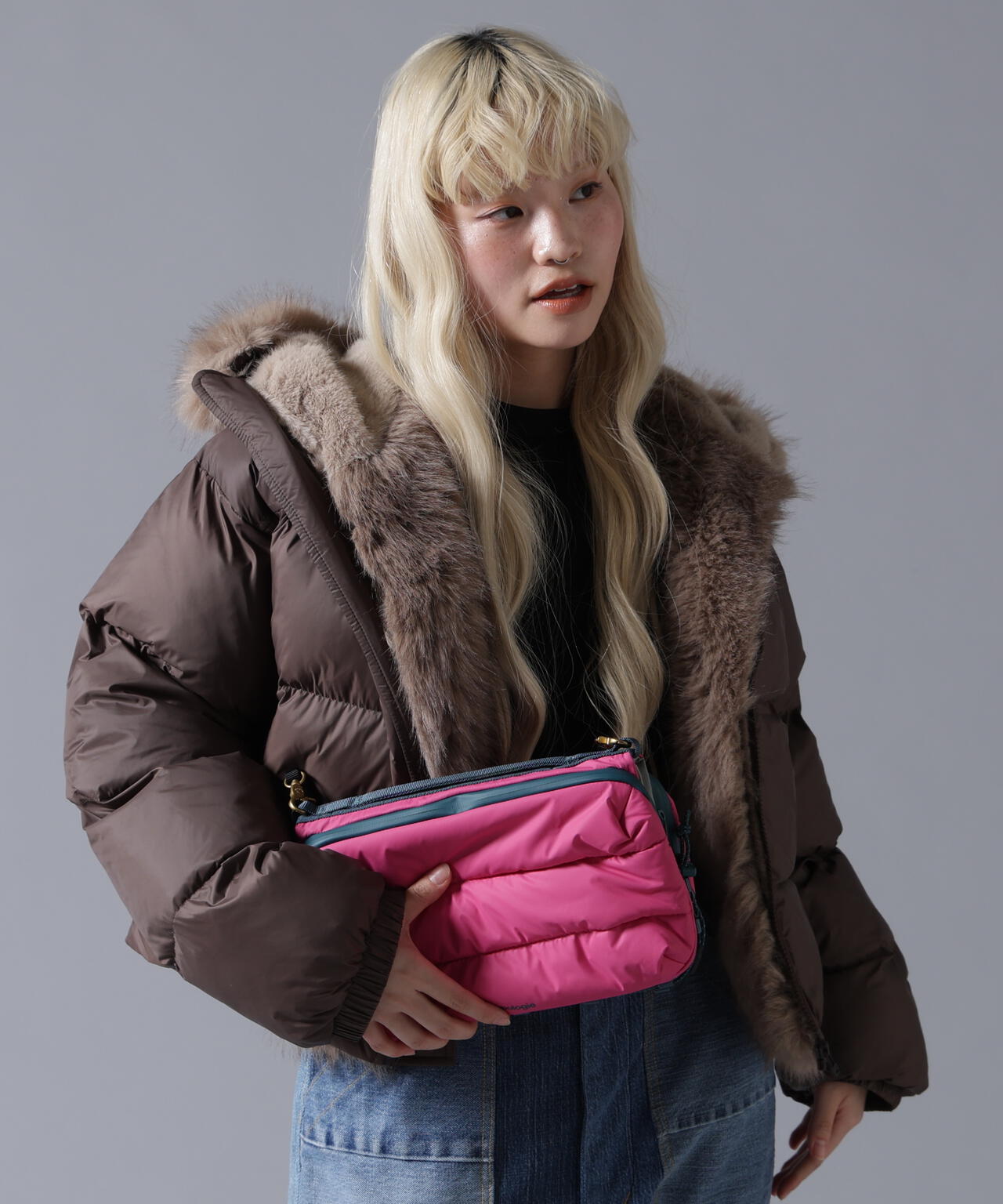 B omnivore/ビーオムニボー NYLON FUR HOOD BLOUSON