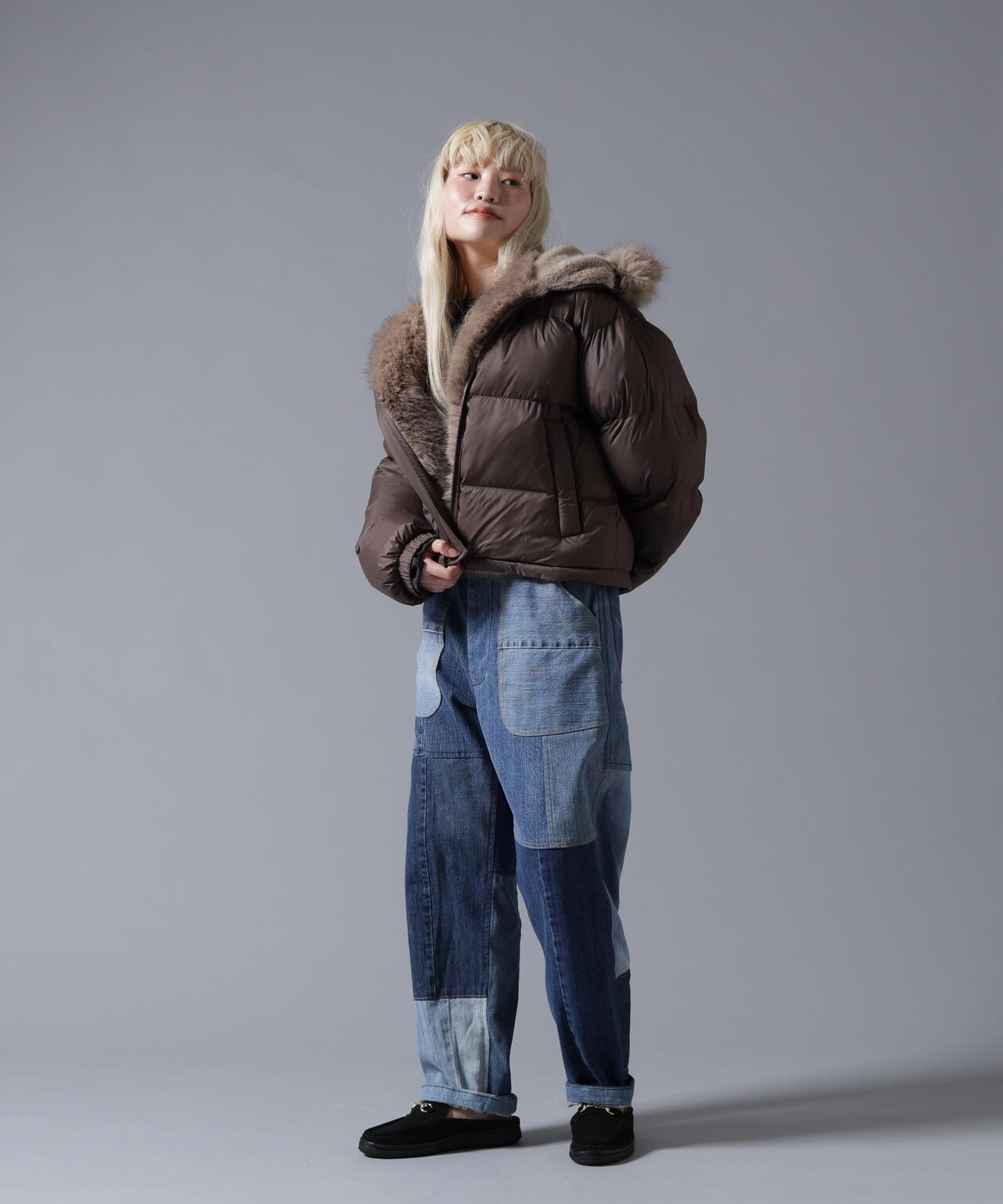 B omnivore/ビーオムニボー NYLON FUR HOOD BLOUSON