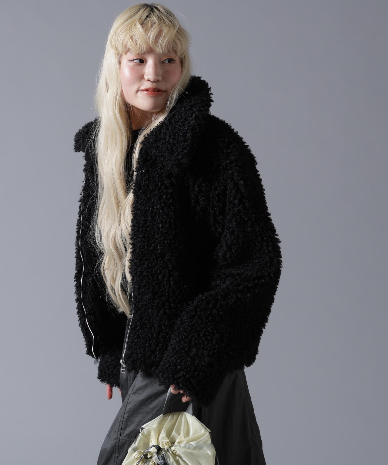 B omnivore/ビーオムニボー BOA COLLAR BLOUSON