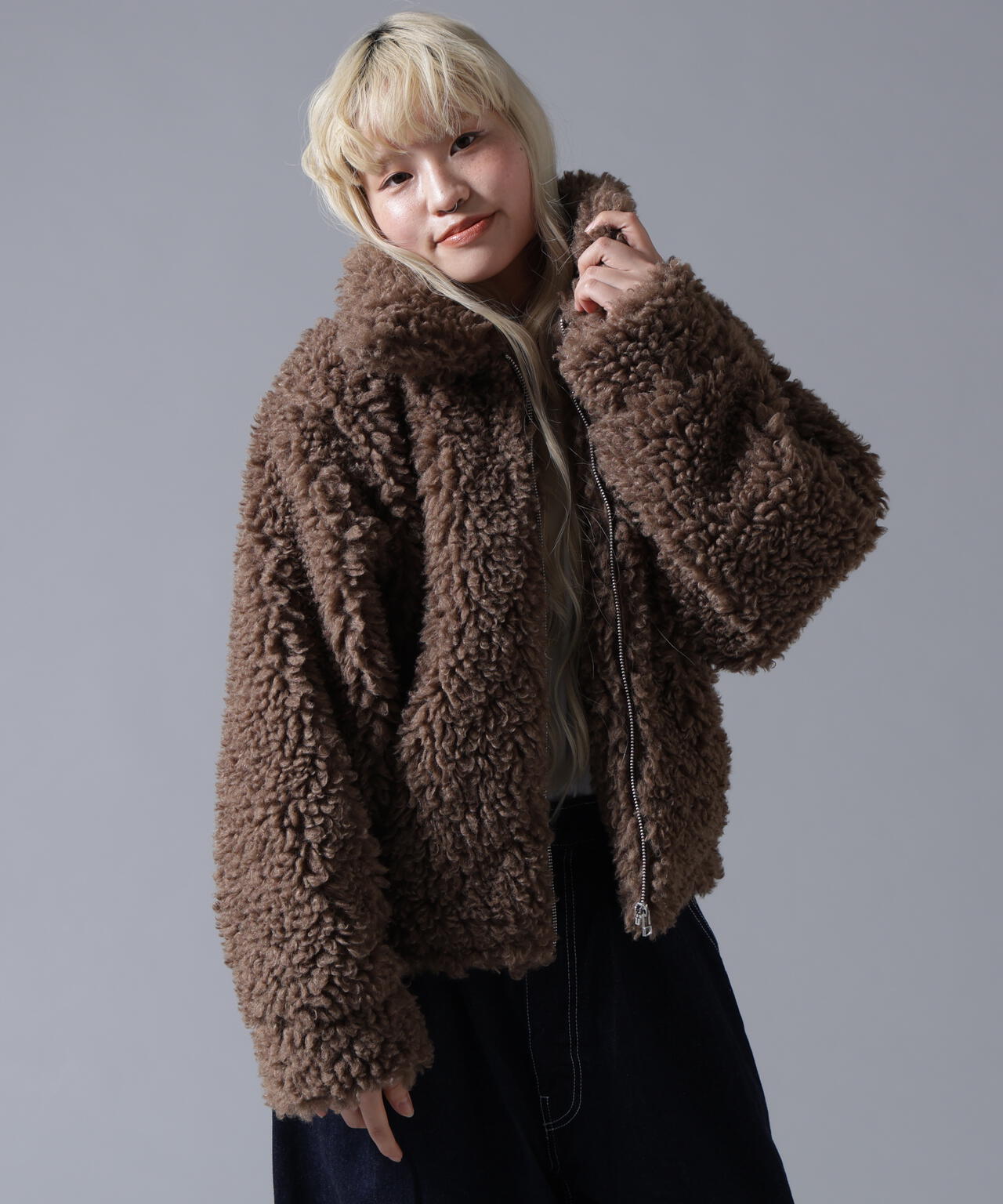B omnivore/ビーオムニボー BOA COLLAR BLOUSON