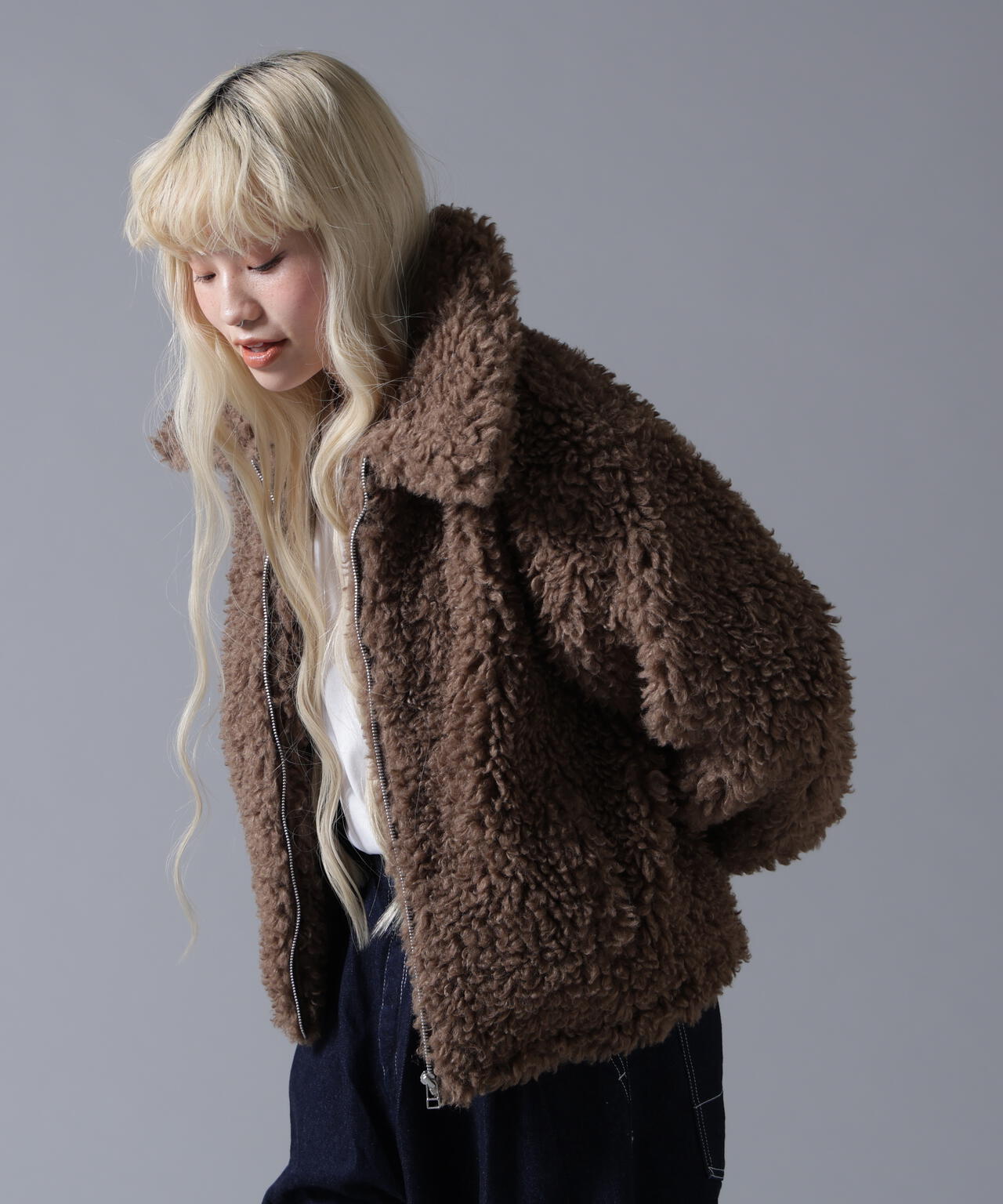 B omnivore/ビーオムニボー BOA COLLAR BLOUSON