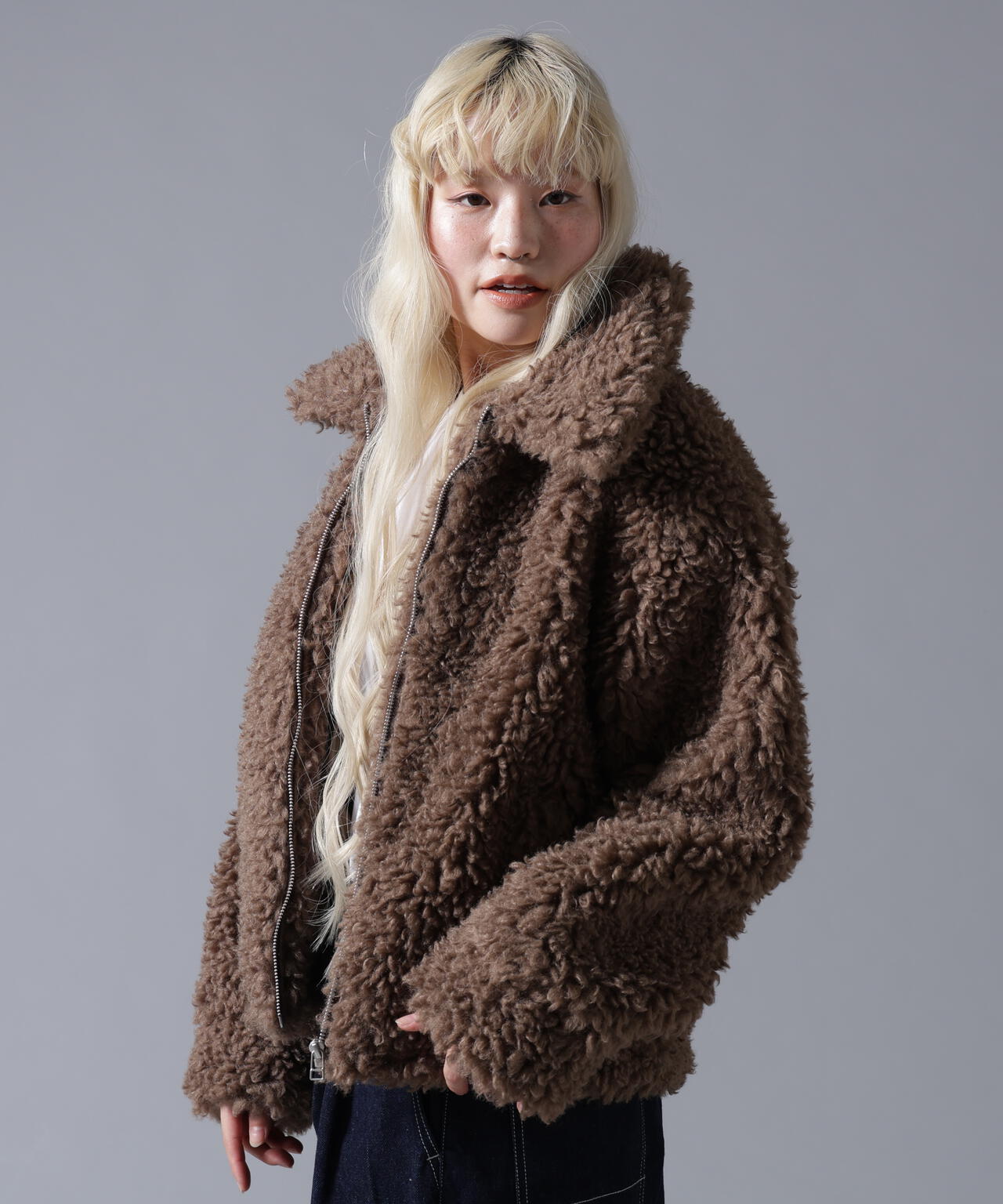 B omnivore/ビーオムニボー BOA COLLAR BLOUSON