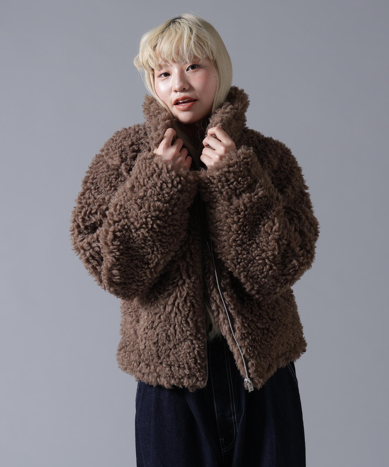 B omnivore/ビーオムニボー BOA COLLAR BLOUSON