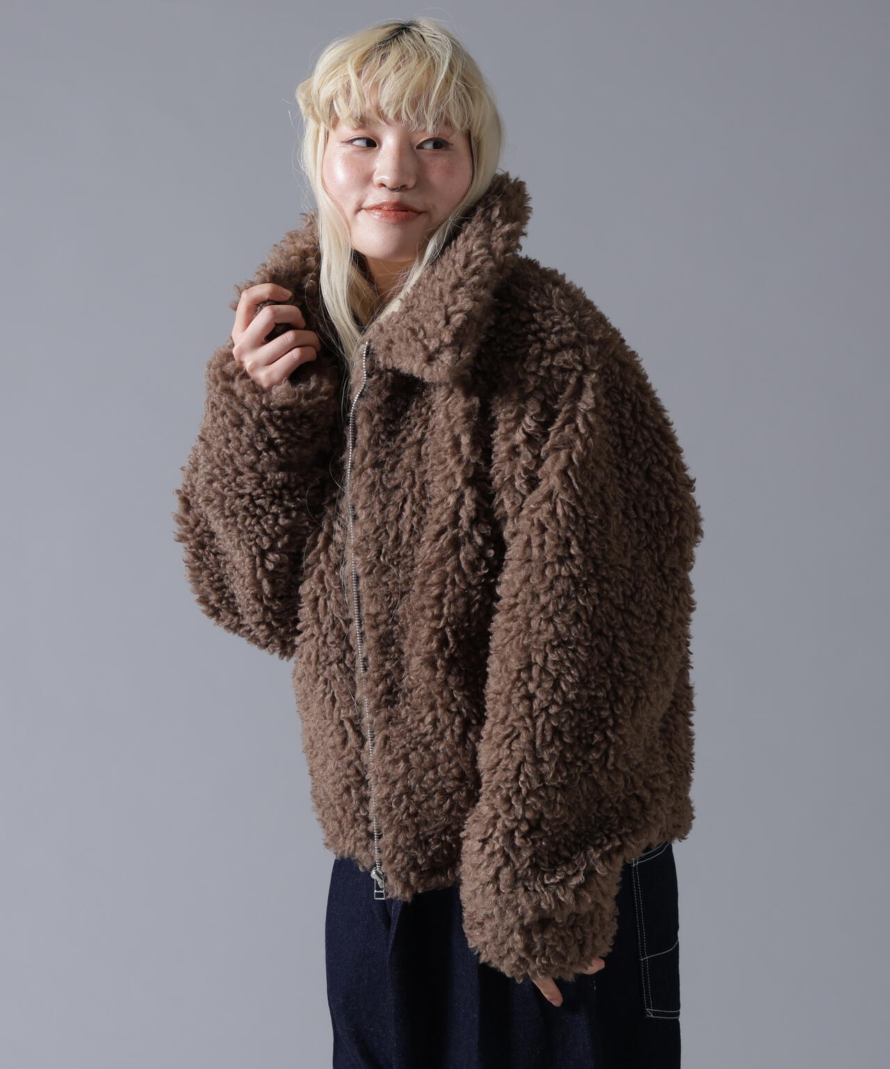 B omnivore/ビーオムニボー BOA COLLAR BLOUSON