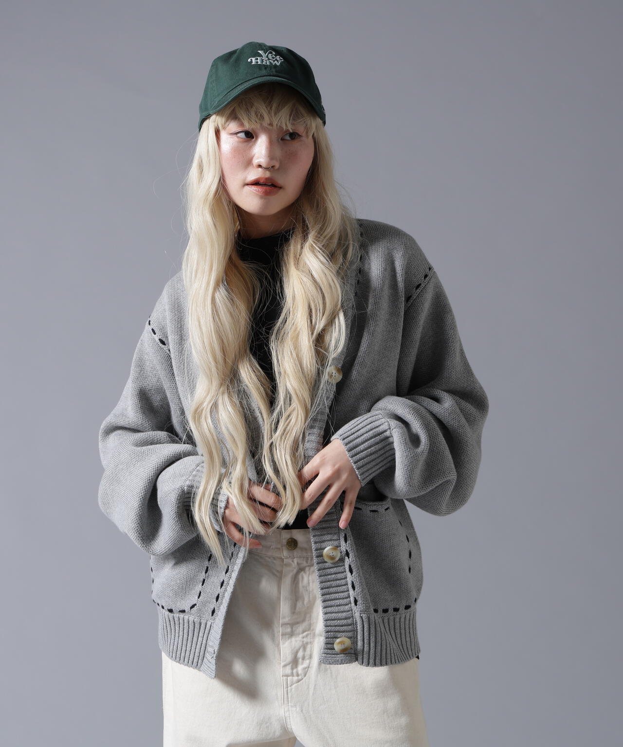 B omnivore/ビーオムニボー　STITCH KNIT CARDIGAN
