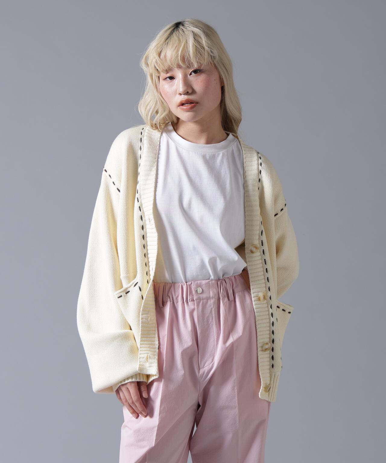 B omnivore/ビーオムニボー　STITCH KNIT CARDIGAN