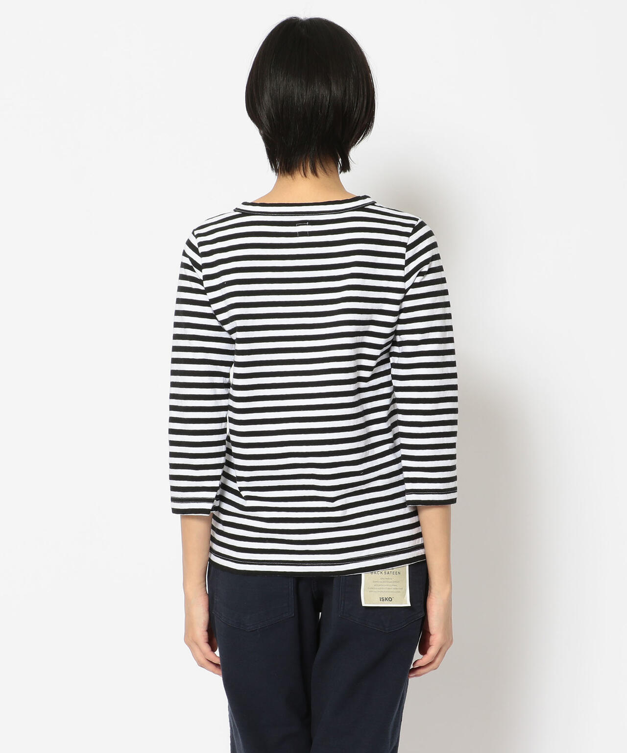 FANEUIL/ファヌル　BOAT NECK BORDER LS TEE