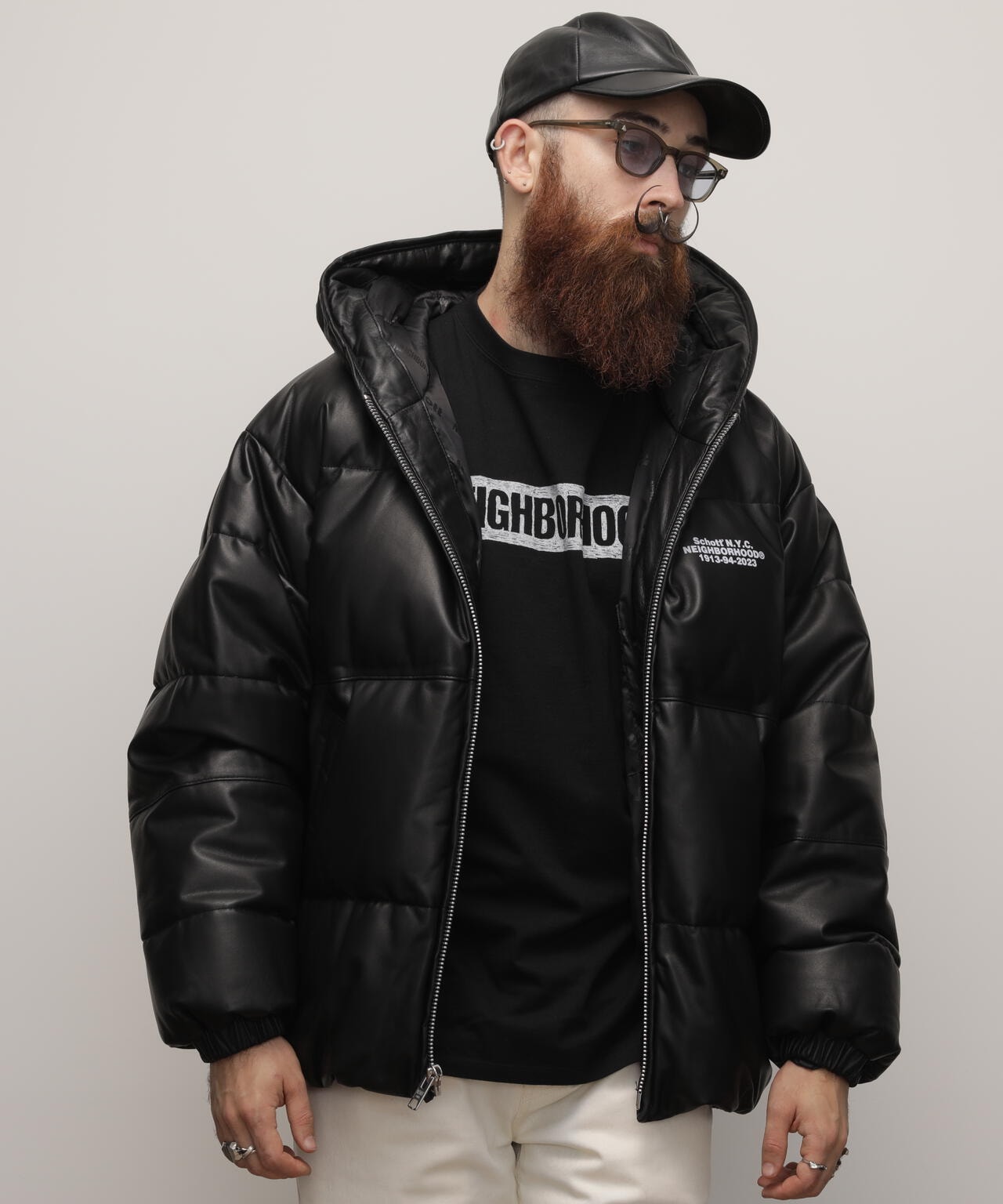 Schott NH/LEATHER HOODED JACKET