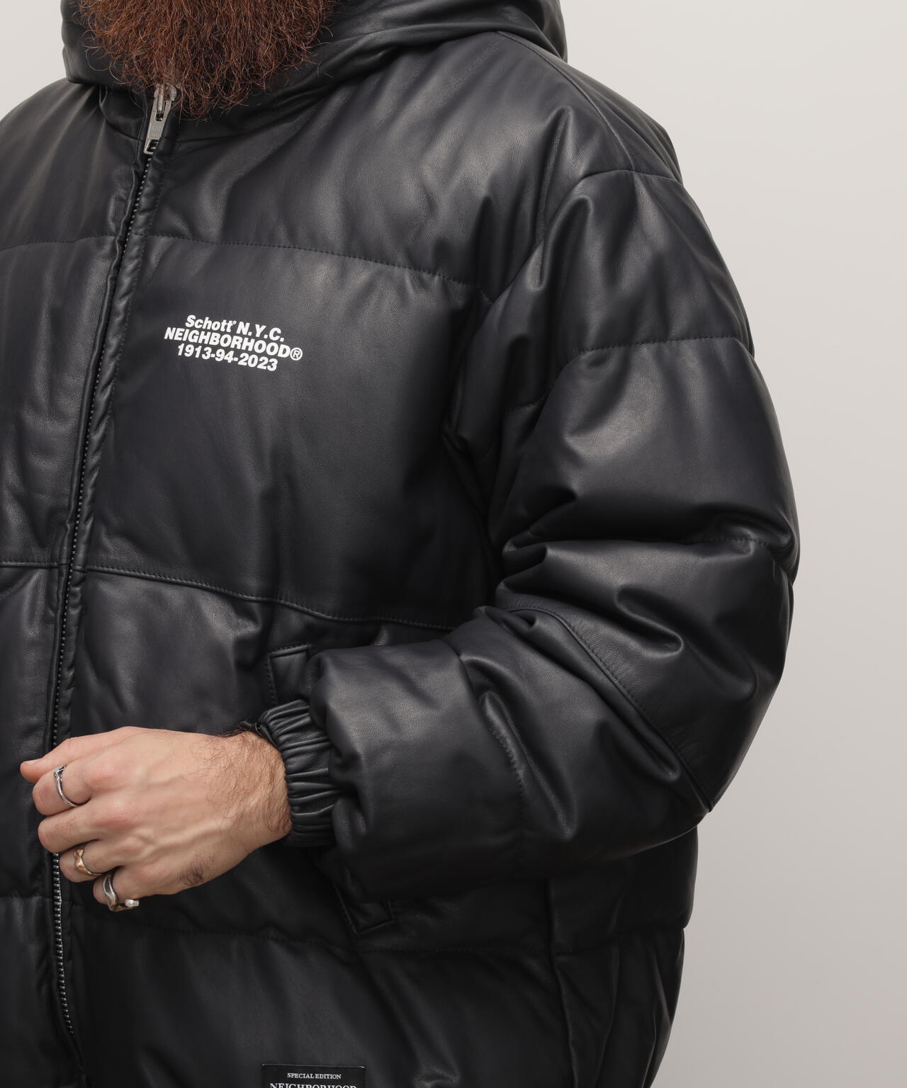 Schott NH/LEATHER HOODED JACKET