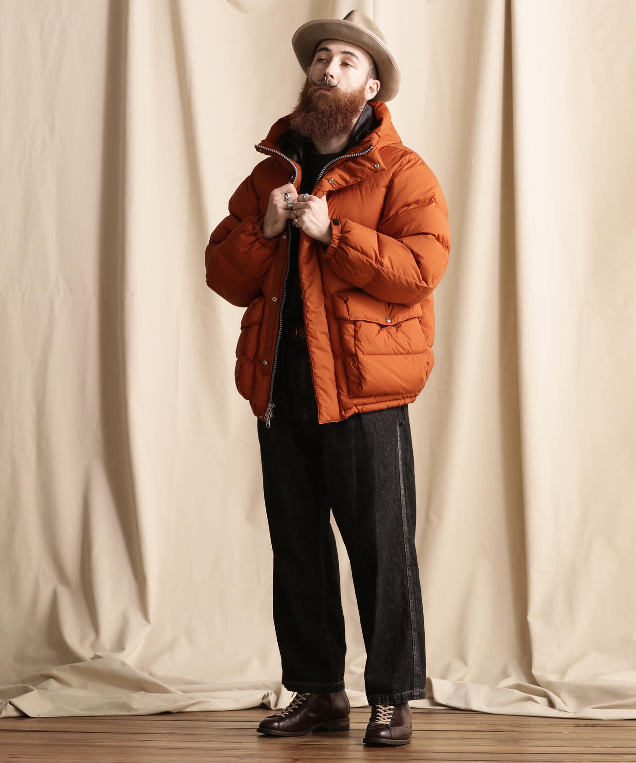 TOP TIRE HOODED DOWN JACKET/トップティア フードダウンジャケット