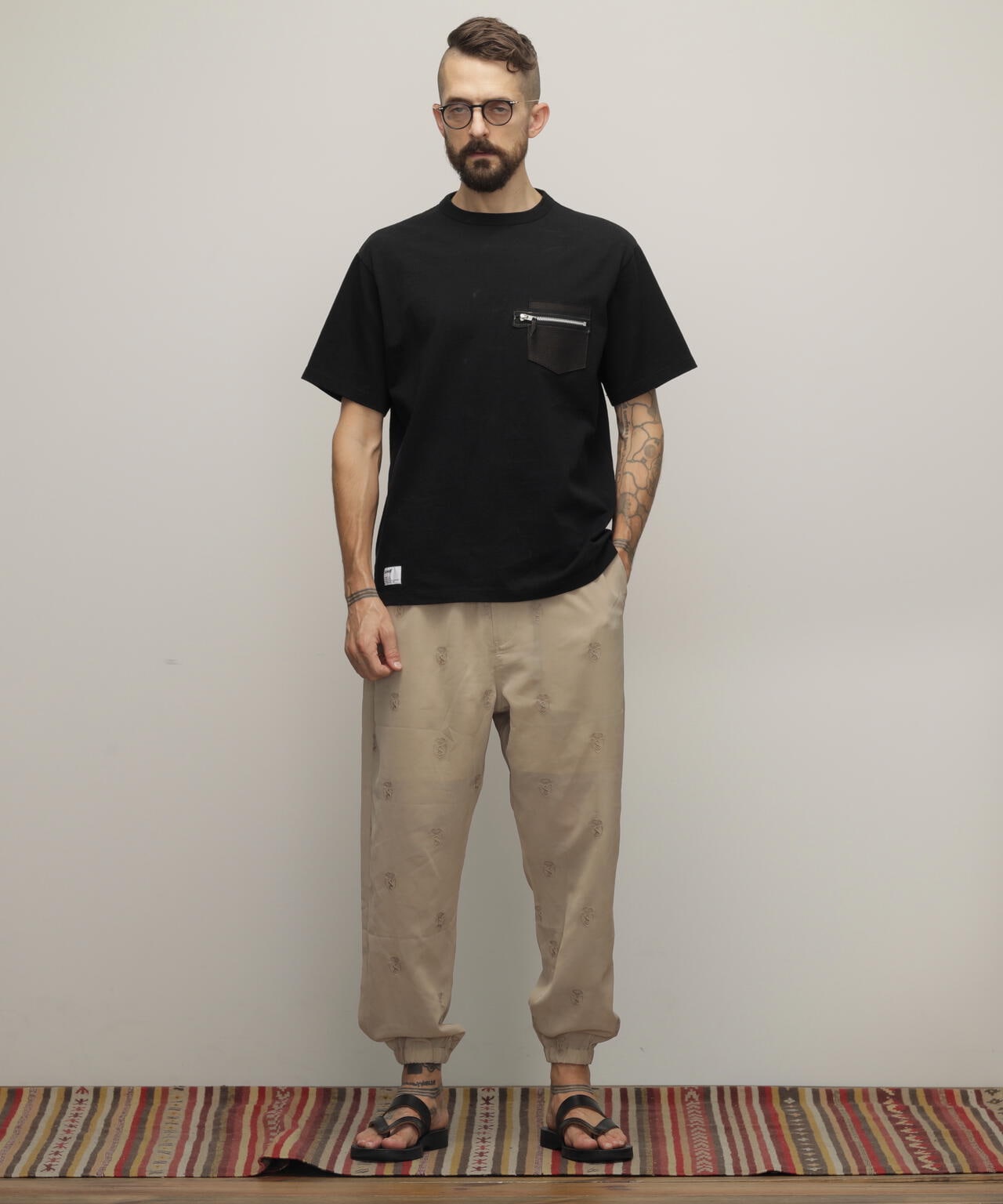 T-SHIRT CUSTOM ZIP LEATHER PKT/カスタムジップ レザーポケット Tシャツ