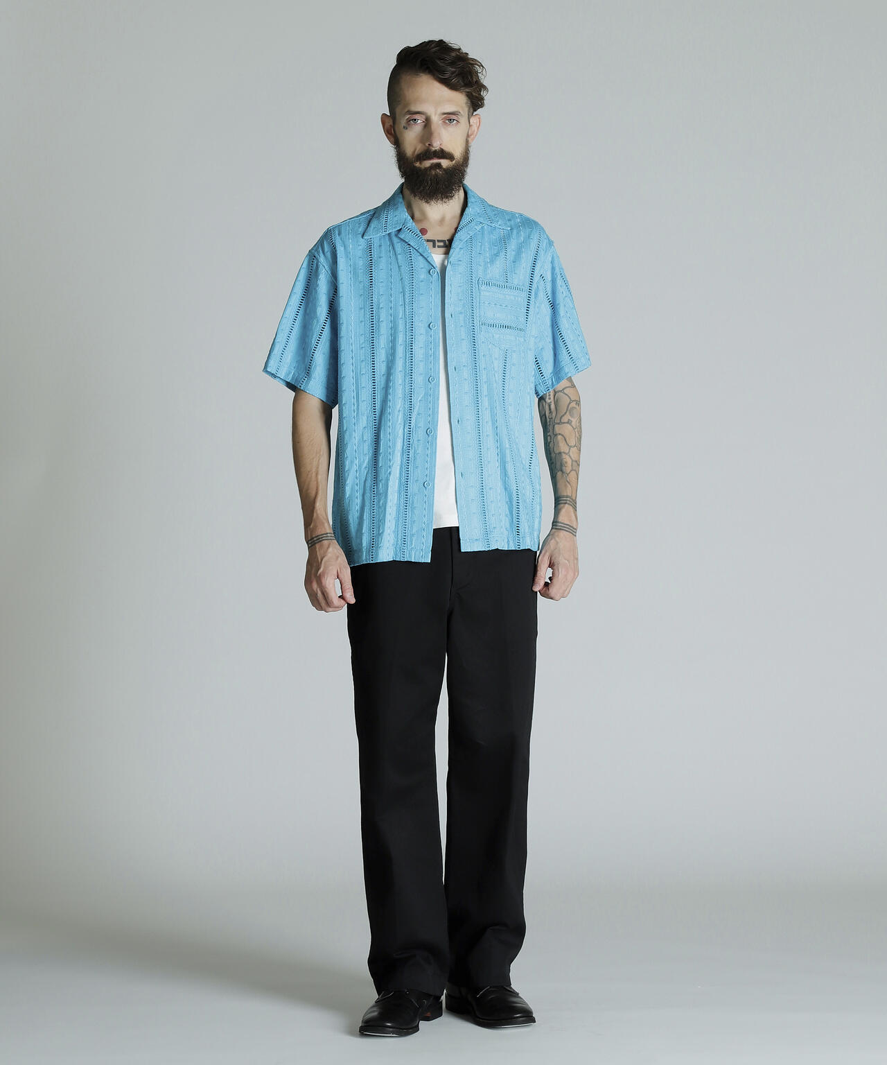 CR SHIRT EMBROIDERY/コットン レーヨン 刺繍シャツ