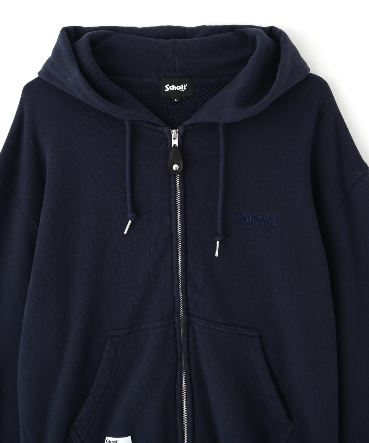 LEATHER ELBOW PATCH ZIP HOODED SWEAT/レザー エルボーパッチ ジップパーカー