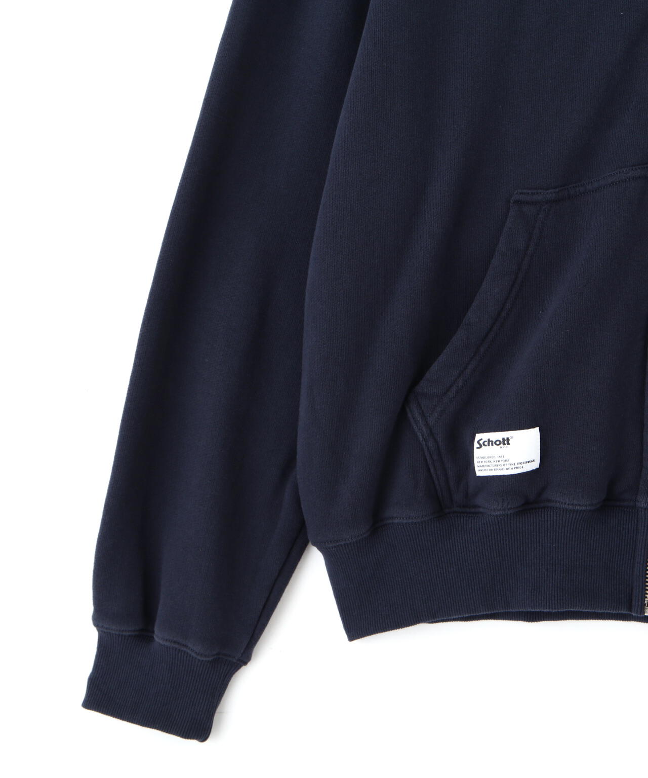 LEATHER ELBOW PATCH ZIP HOODED SWEAT/レザー エルボーパッチ ジップパーカー