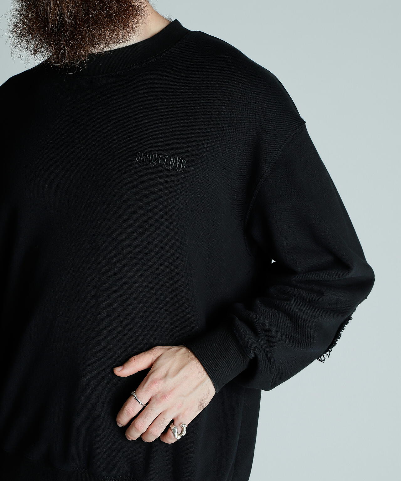LEATHER ELBOW PATCH SWEAT/レザーエルボーパッチ スウェット