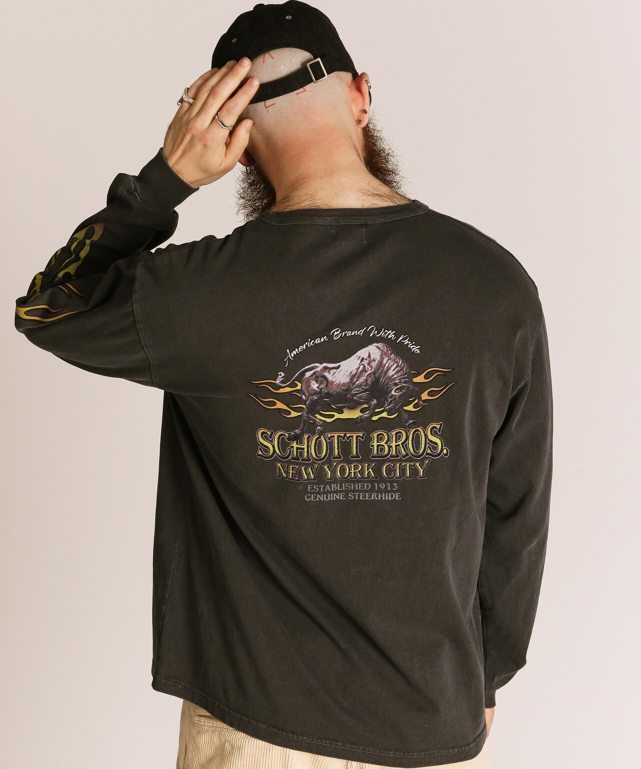 FIRE PTTERN HENLEY  LS T-SHIRT/ファイアーパターン ヘンリー LS Tシャツ