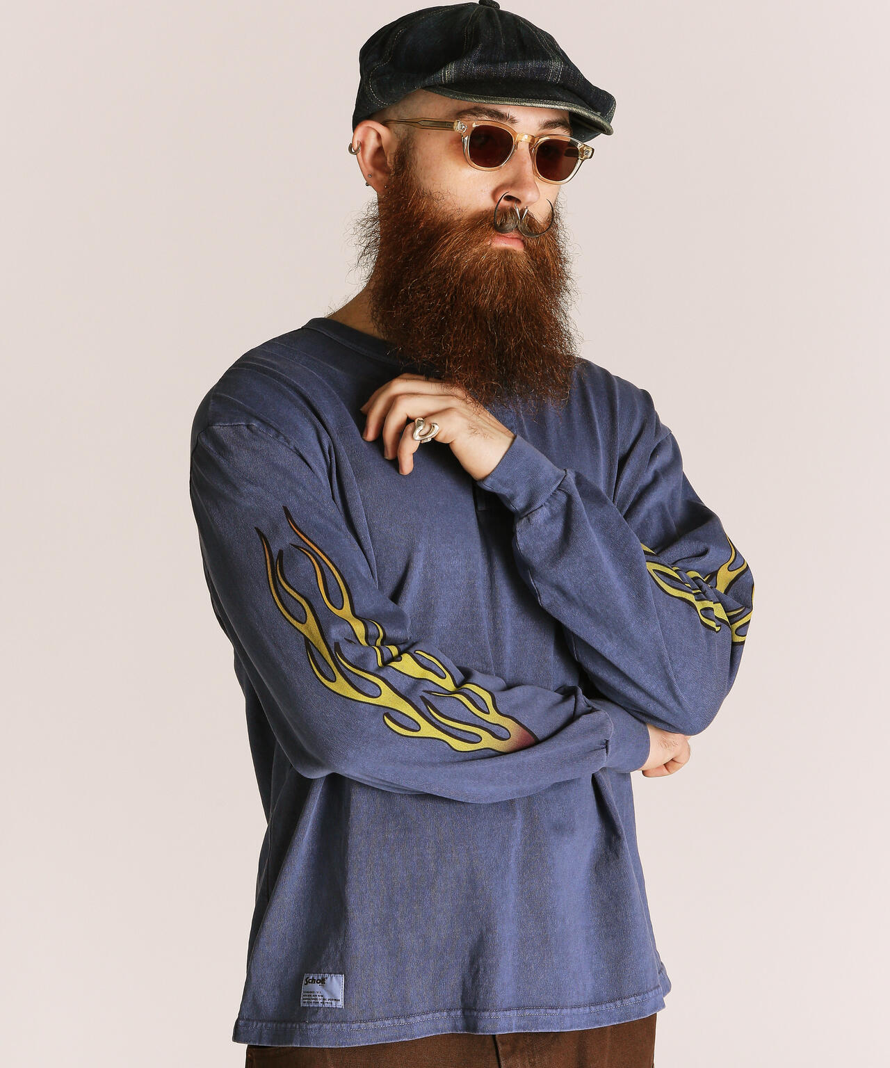 FIRE PTTERN HENLEY  LS T-SHIRT/ファイアーパターン ヘンリー LS Tシャツ