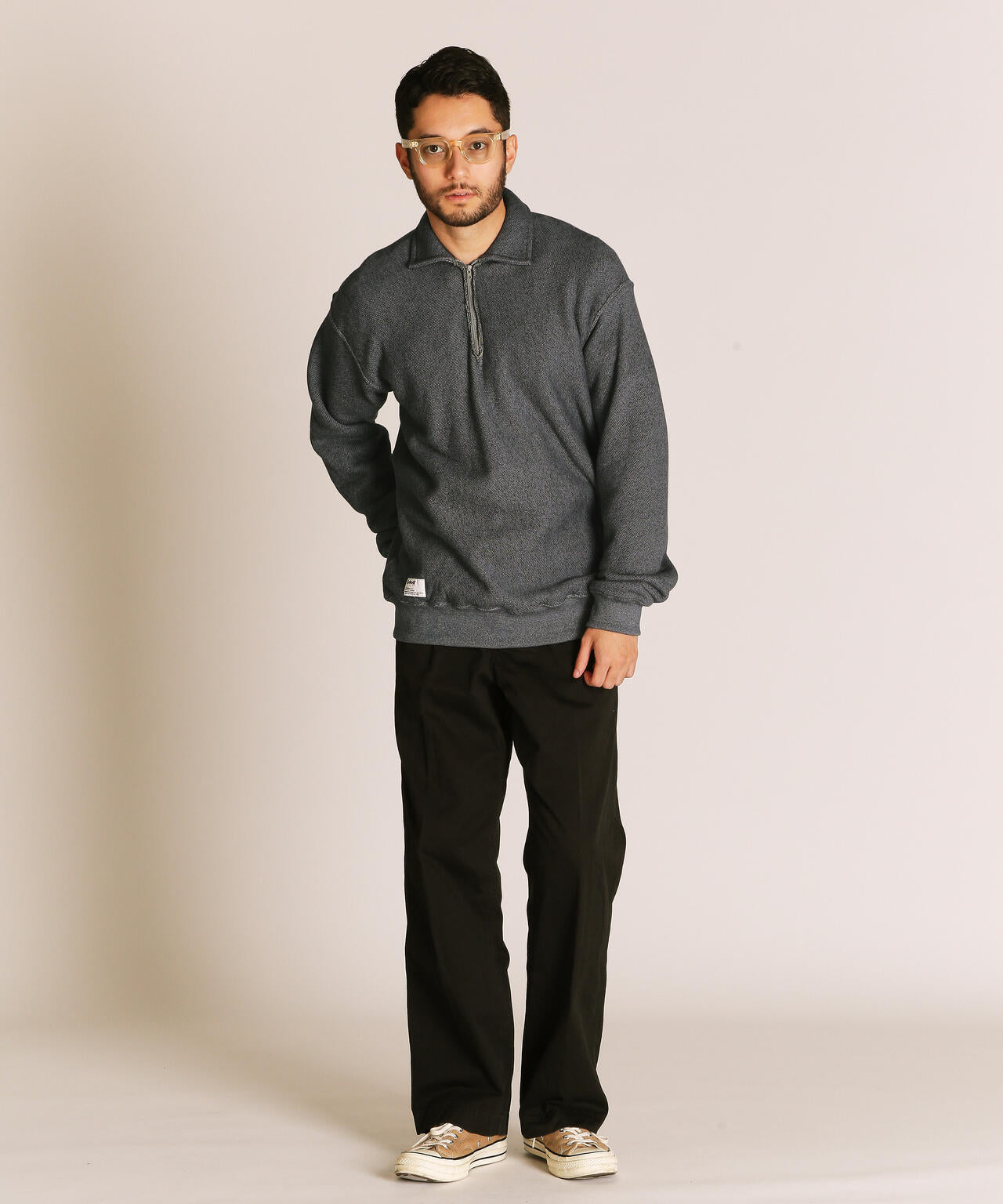 SALT AND PEPPER HALF ZIP SWEAT/ソルト アンド ペッパー ハーフジップスウェット