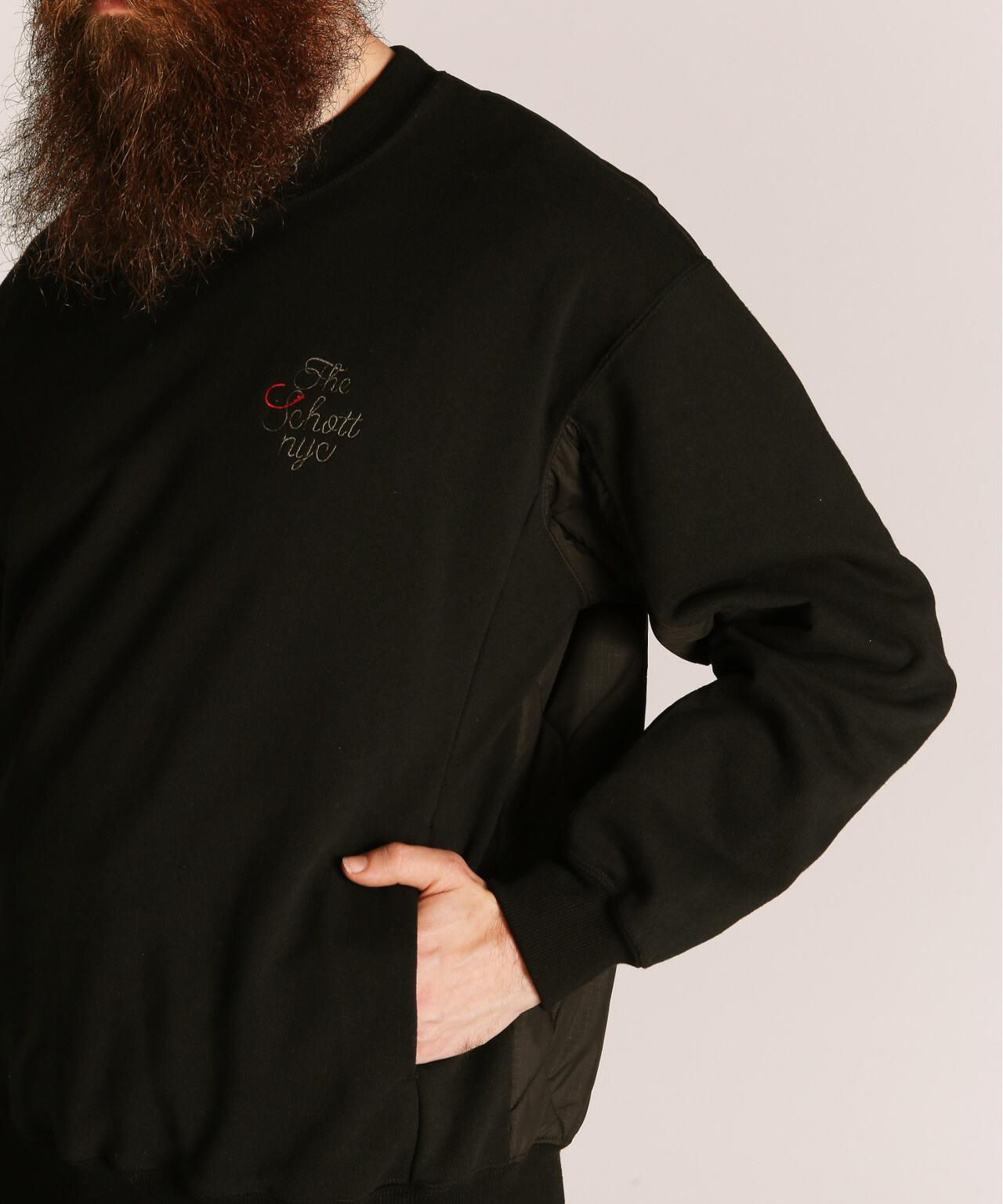 QUILTED COMBI. CREW SWEAT/キルティング コンビ クルースウェット