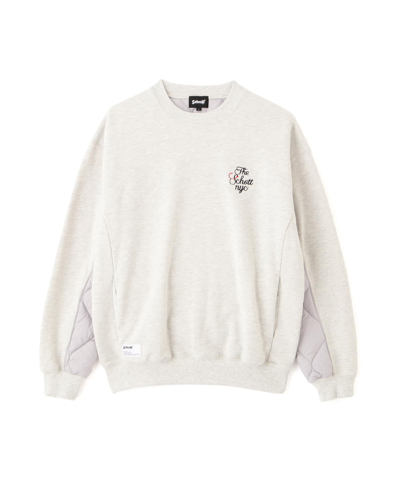 QUILTED COMBI. CREW SWEAT/キルティング コンビ クルースウェット